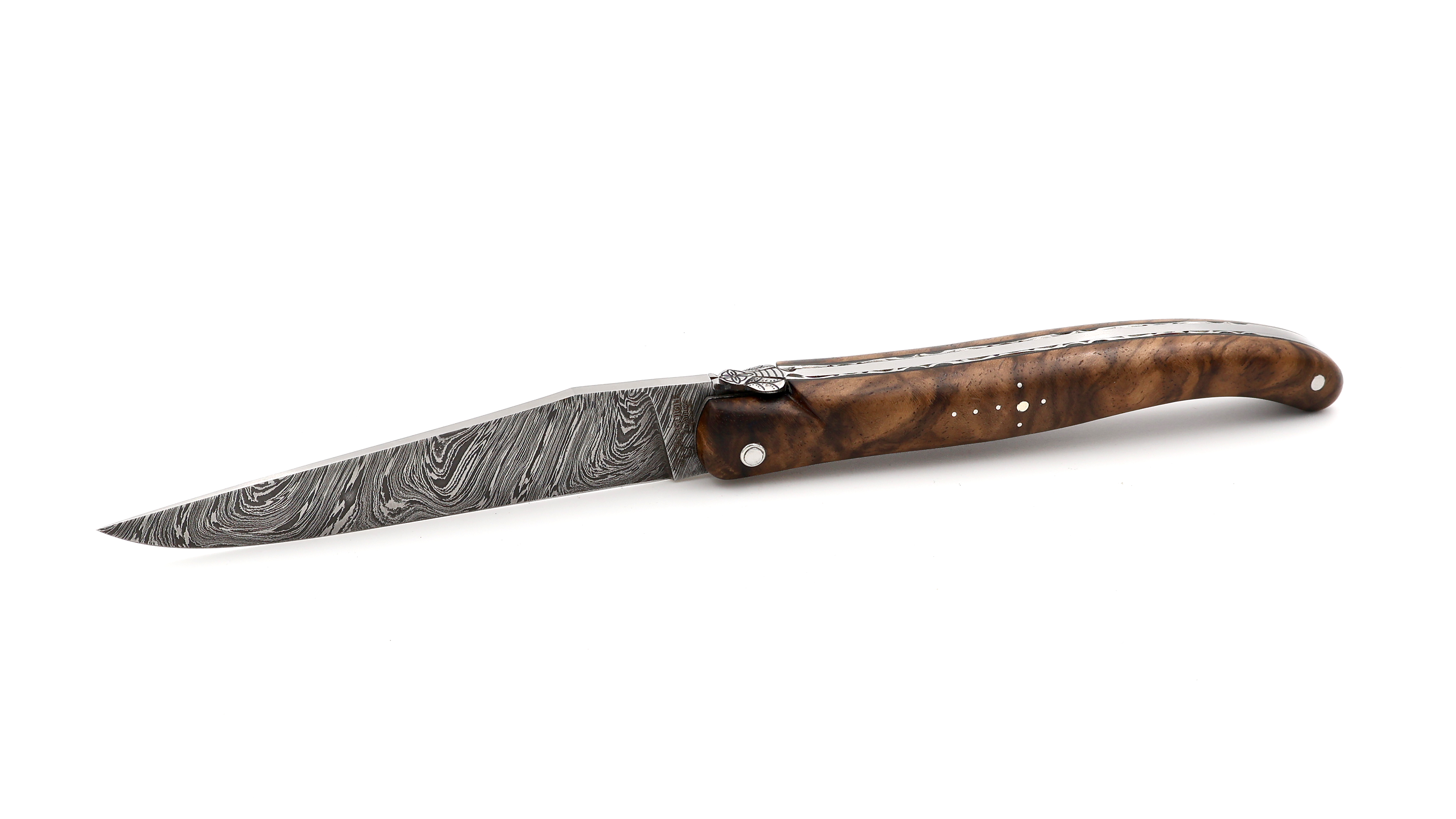 Laguiole en Aubrac Walnuss Wurzelholz Explosionsdamast Biene Hornisse 12 cm