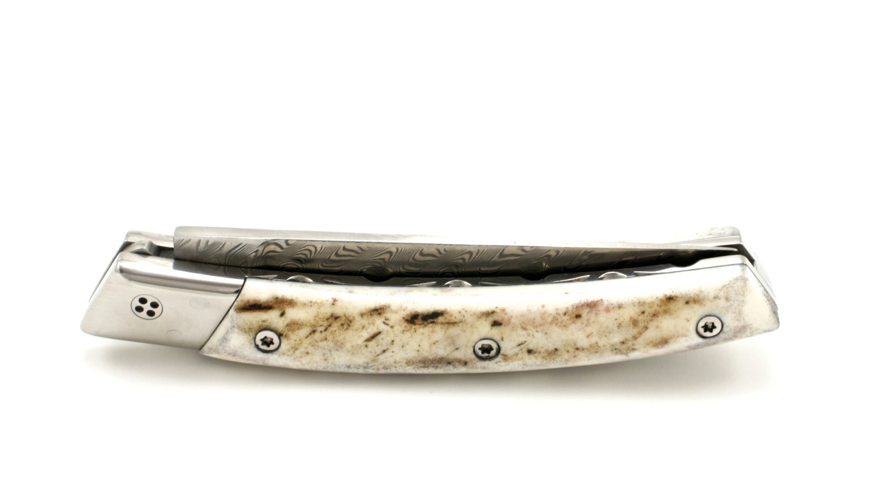 Claude DOZORME Thiers RLT stag horn damascus blade