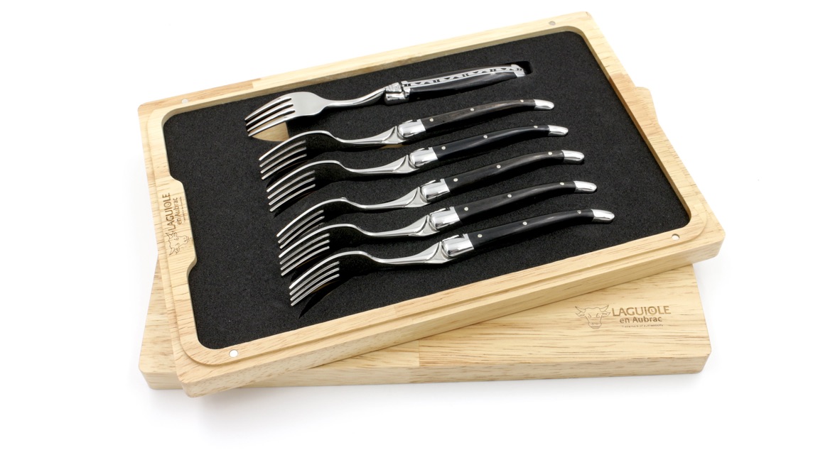 Laguiole en Aubrac Ebenholz Dessertgabel Set 6-tlg. 