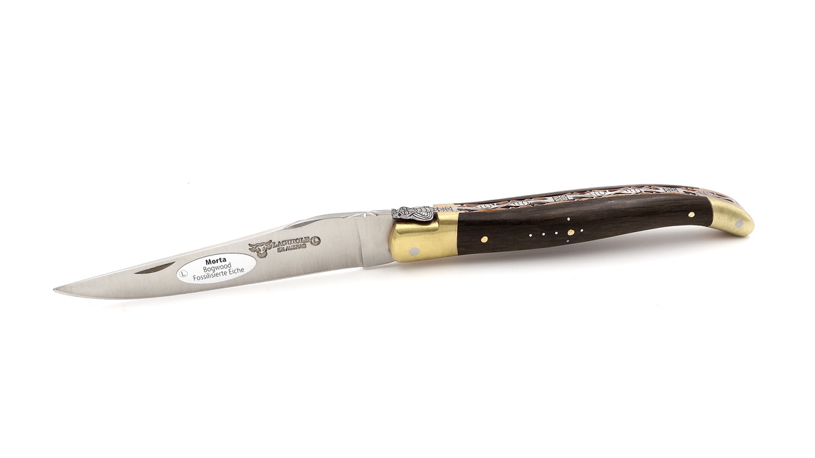 Laguiole en Aubrac BIJOU Mooreiche guillochierte Platine 12 cm
