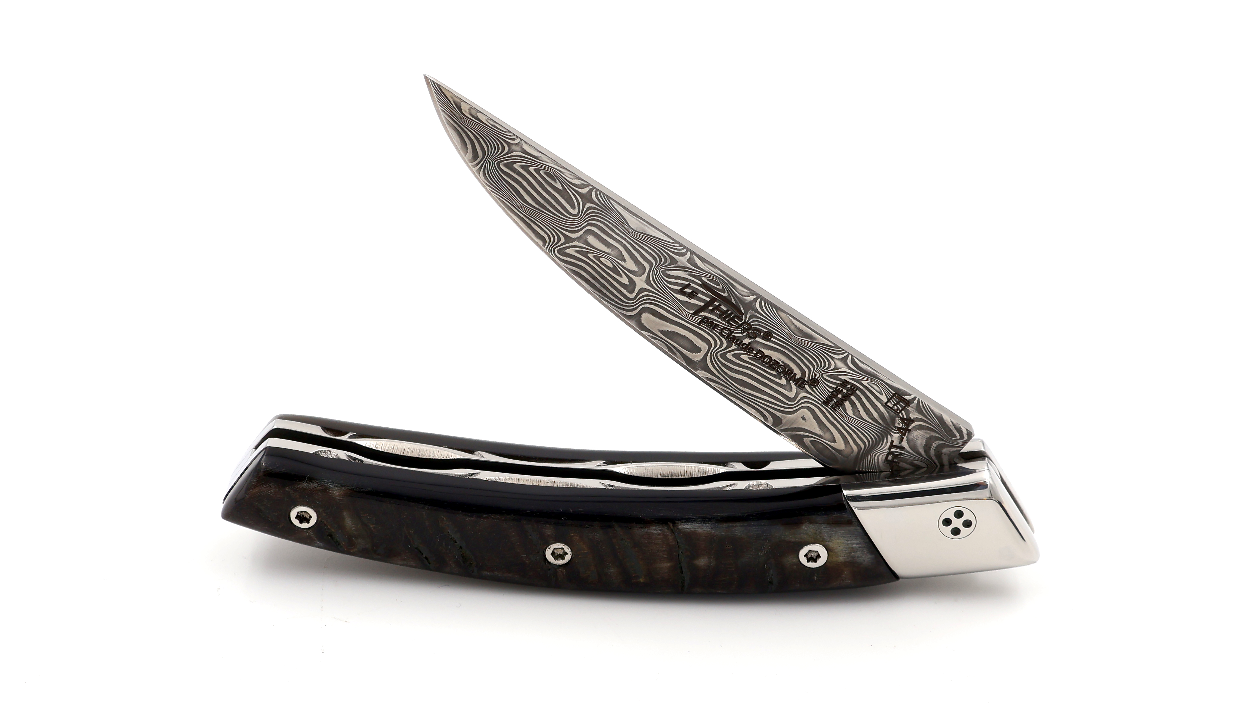 Claude DOZORME Thiers RLT ram horn damascus blade (2)