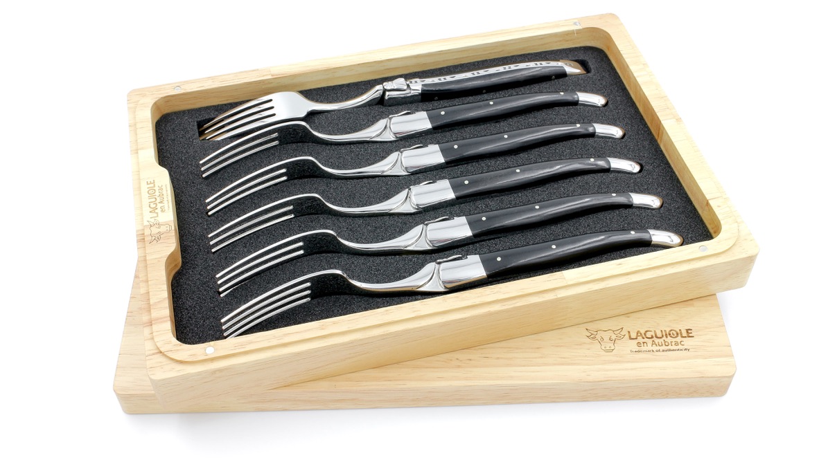 Laguiole en Aubrac Ebenholz Laguiole Steakgabel Set