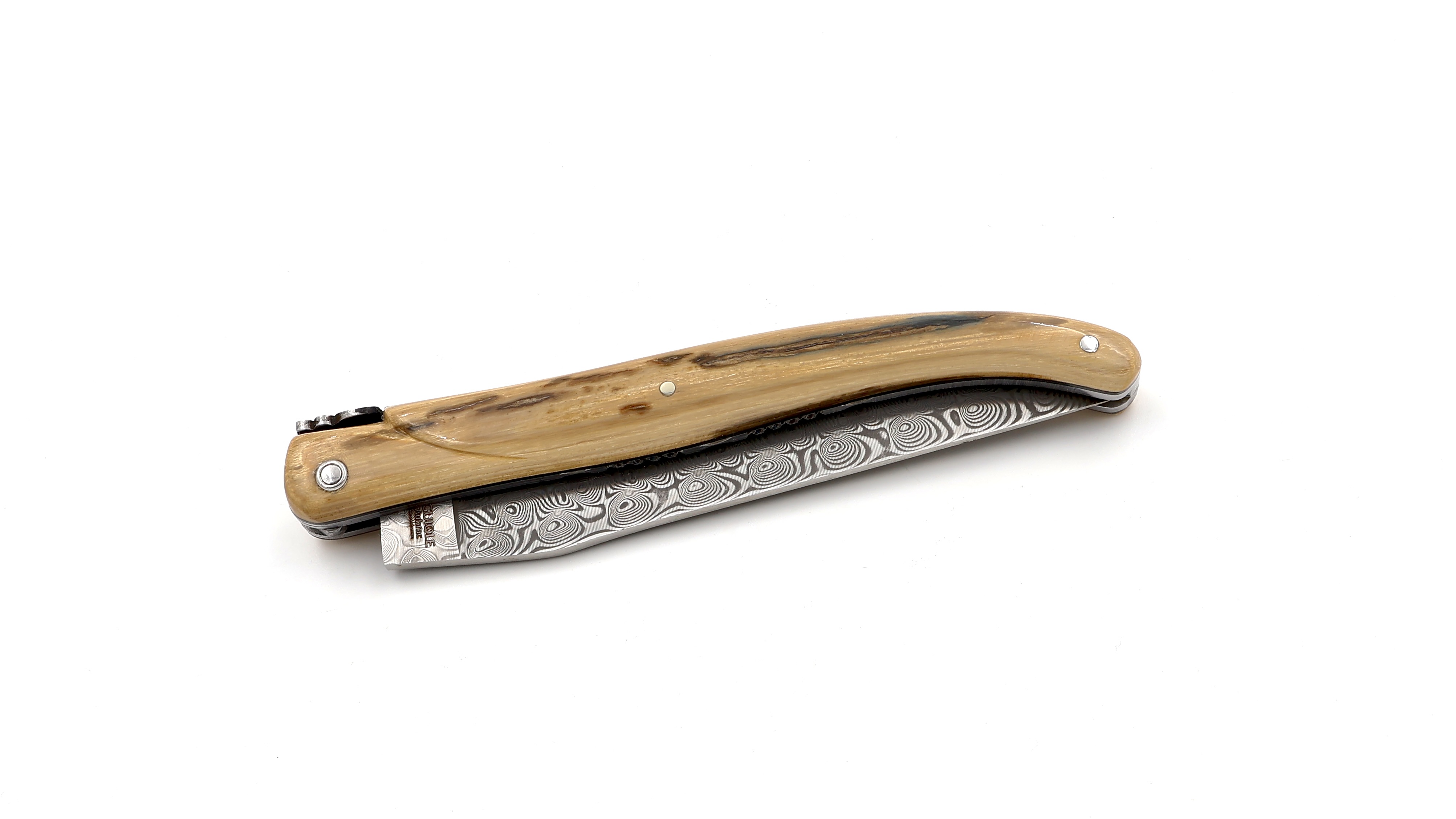 Laguiole en Aubrac DSC® Rosendamast Mammutelfenbein Kruste massiv Doppelplatinen 12 cm 