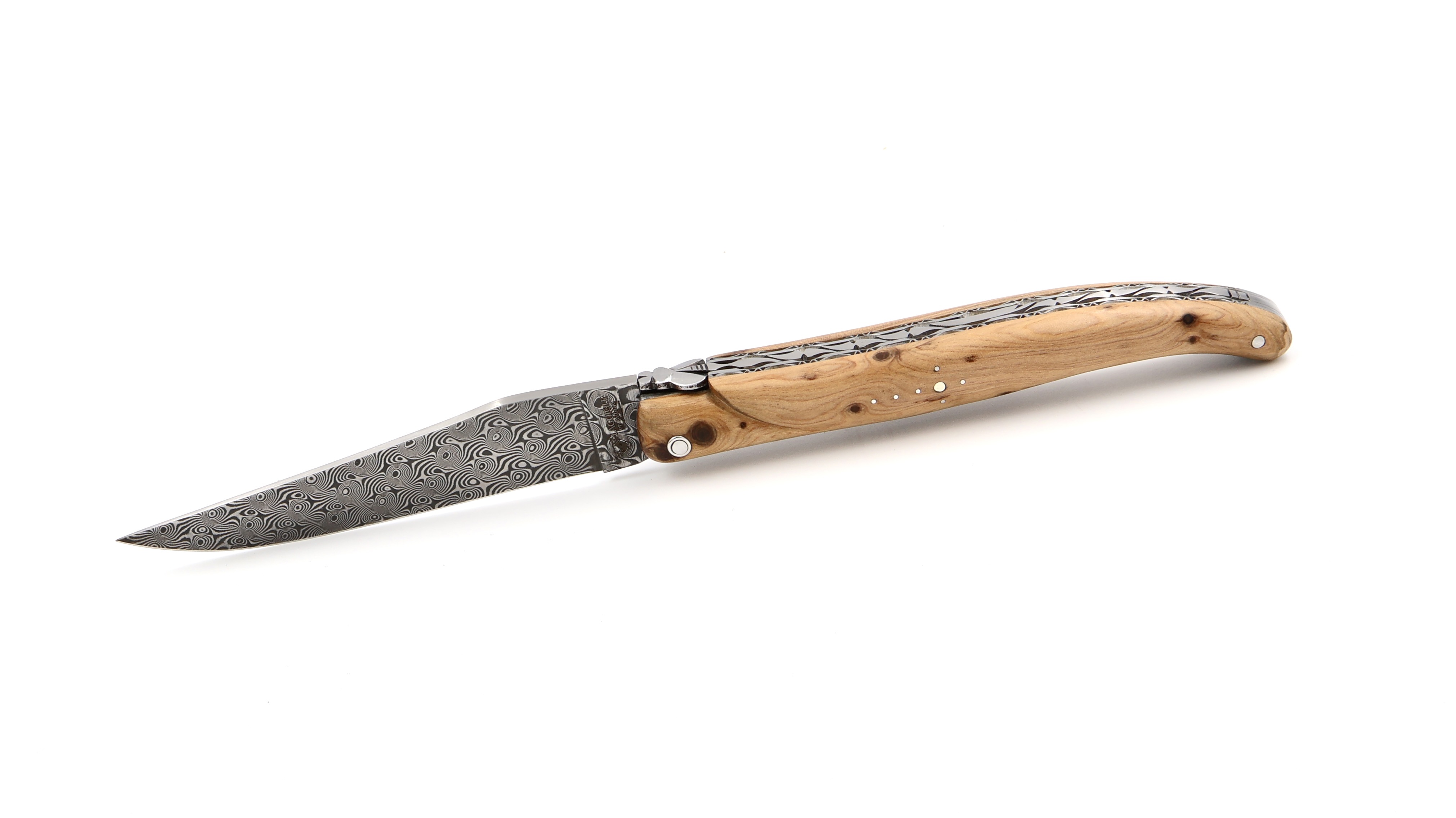 Laguiole en Aubrac DSC®  damascus,  juniper full handle with double plates 12 cm