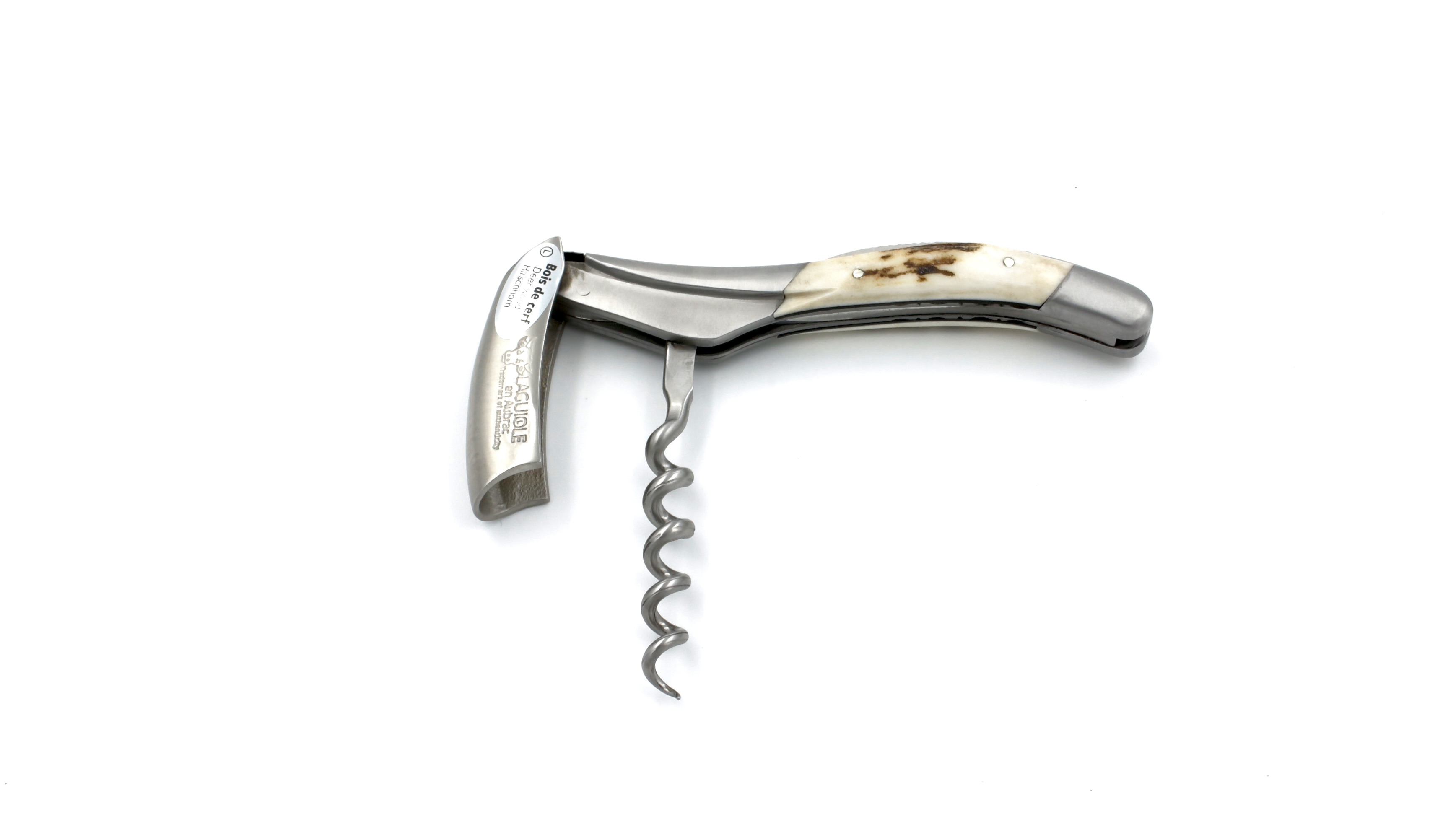Laguiole en Aubrac Laguiole Sommelier knife stag horn with guillochage, special bee Laguiole en Aubrac Laguiole Sommelier knife stag horn with guillochage, special bee