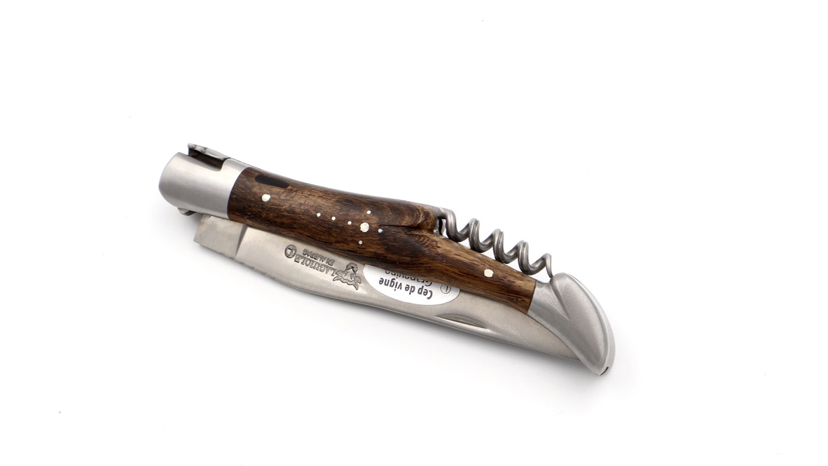 Laguiole en Aubrac doubleplate knife with corkscrew Grapevine 12 cm