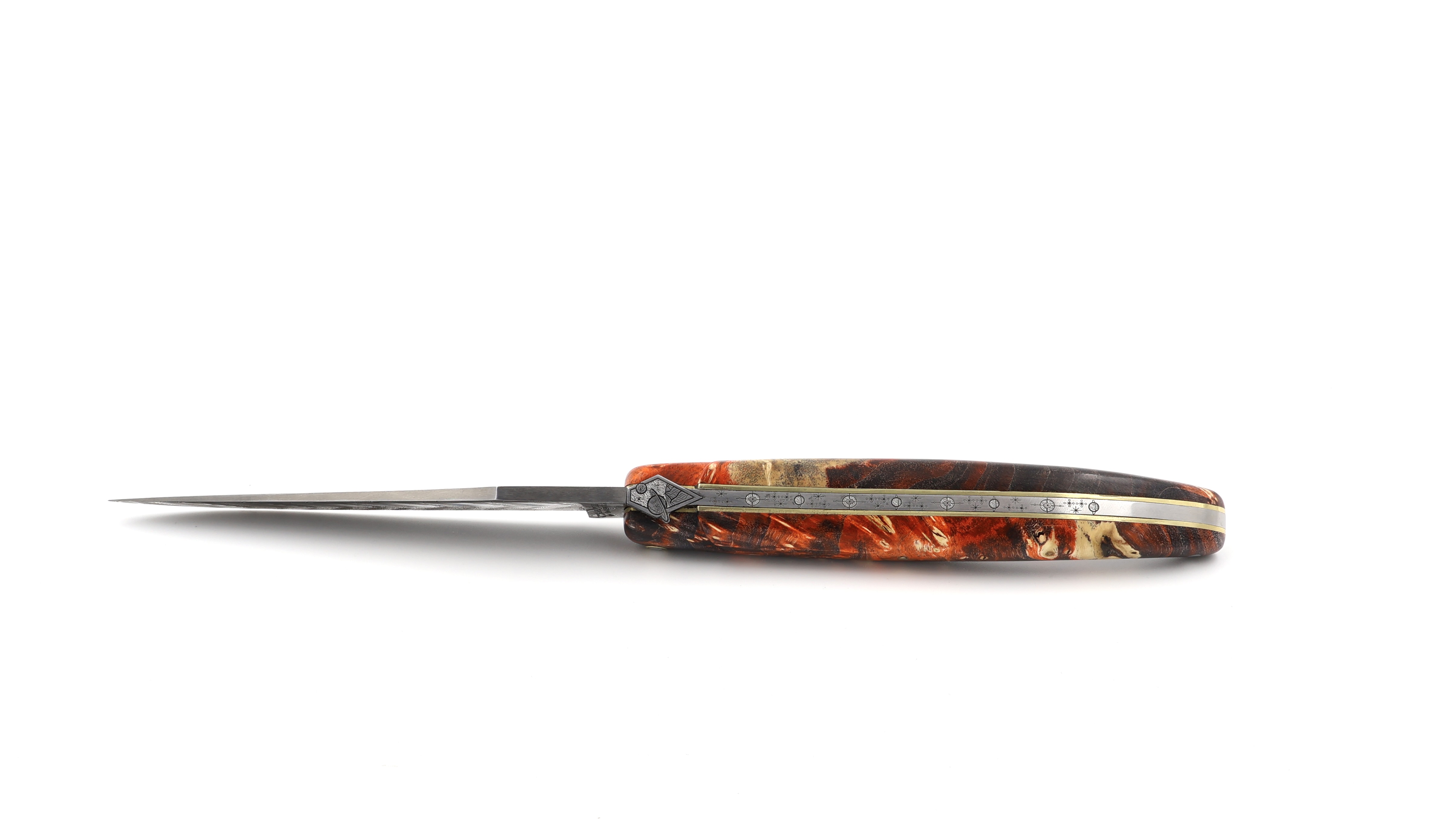 Laguiole en Aubrac Laguiole elder burl DSC® Carbondamascus with Space bee 12 cm