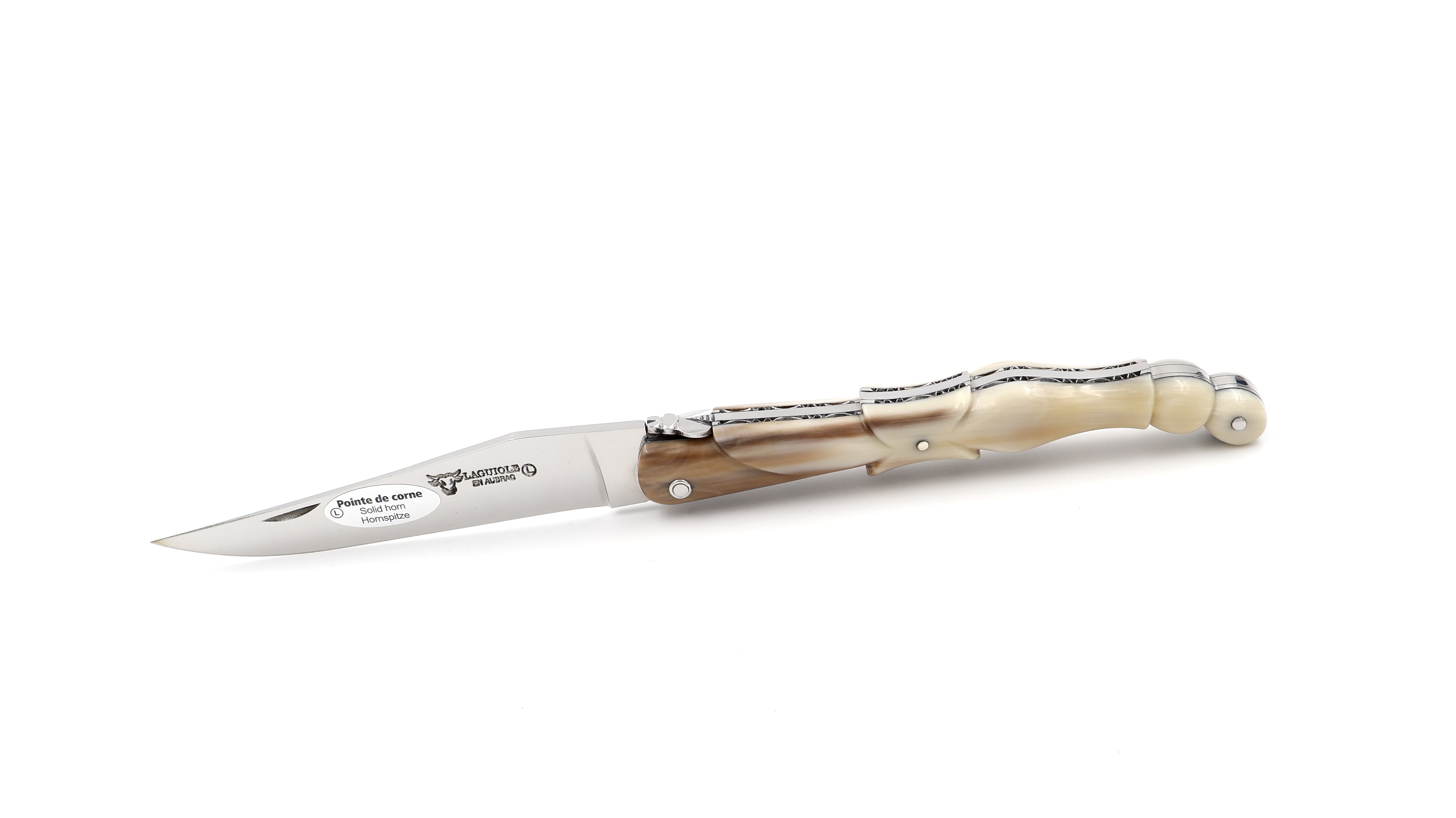 Laguiole en Aubrac Taubenflügel guillochiert Hornspitze 12 cm