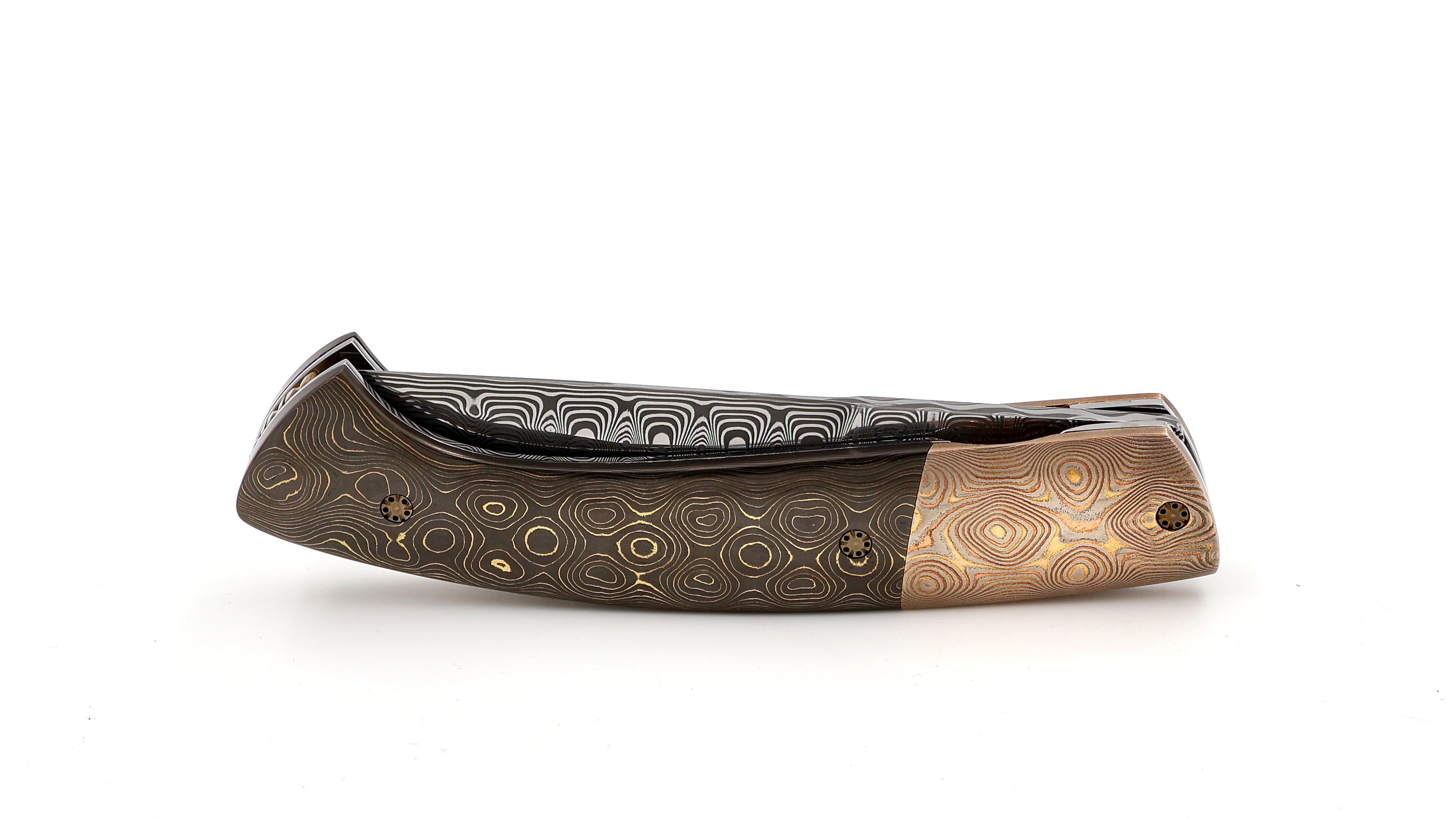 MANU LAPLACE 1515  Mokume Gane & Carbon water drop Damastklinge