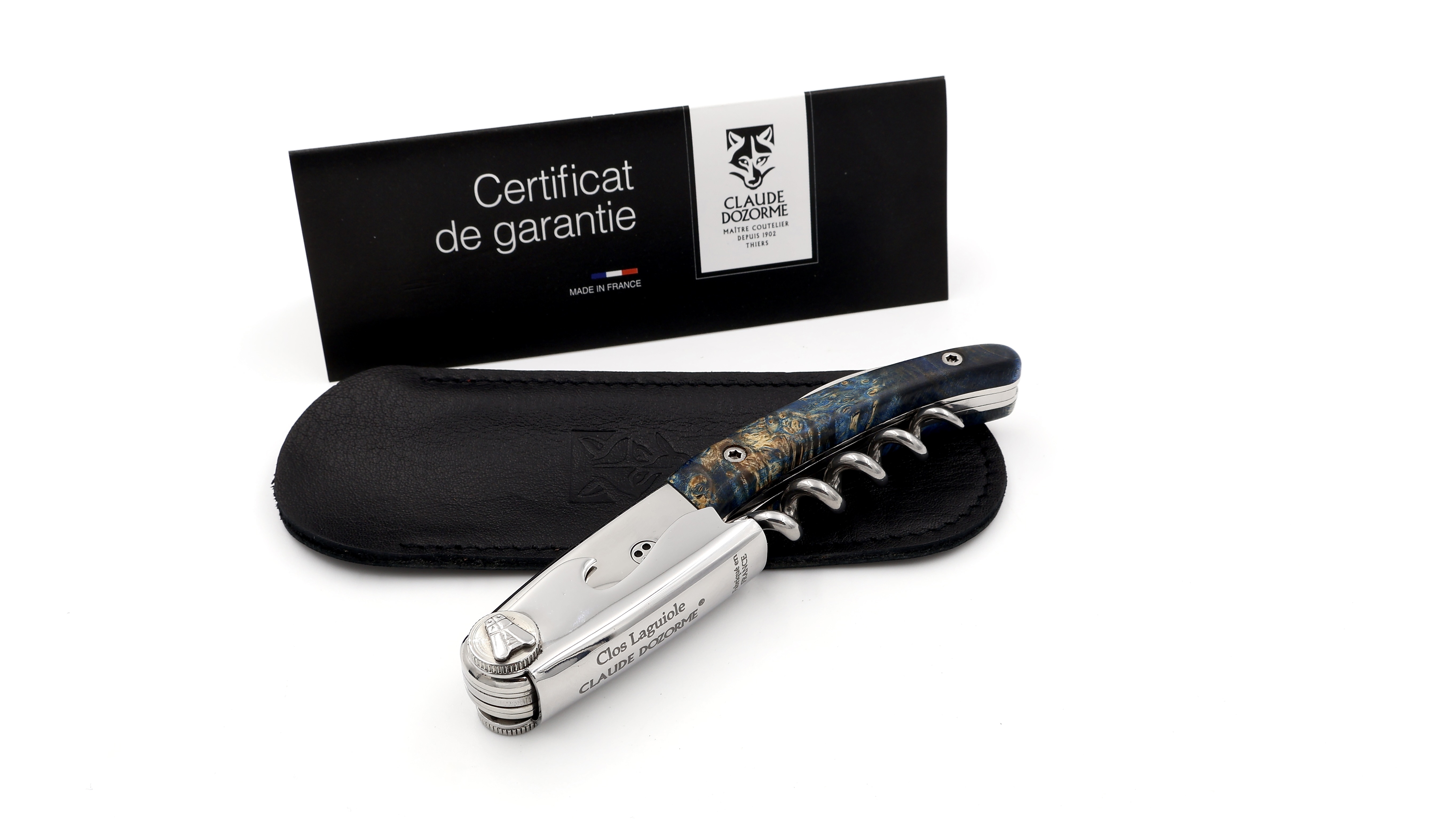 Claude DOZORME CLOS Laguiole sommelier knife maple burlwood