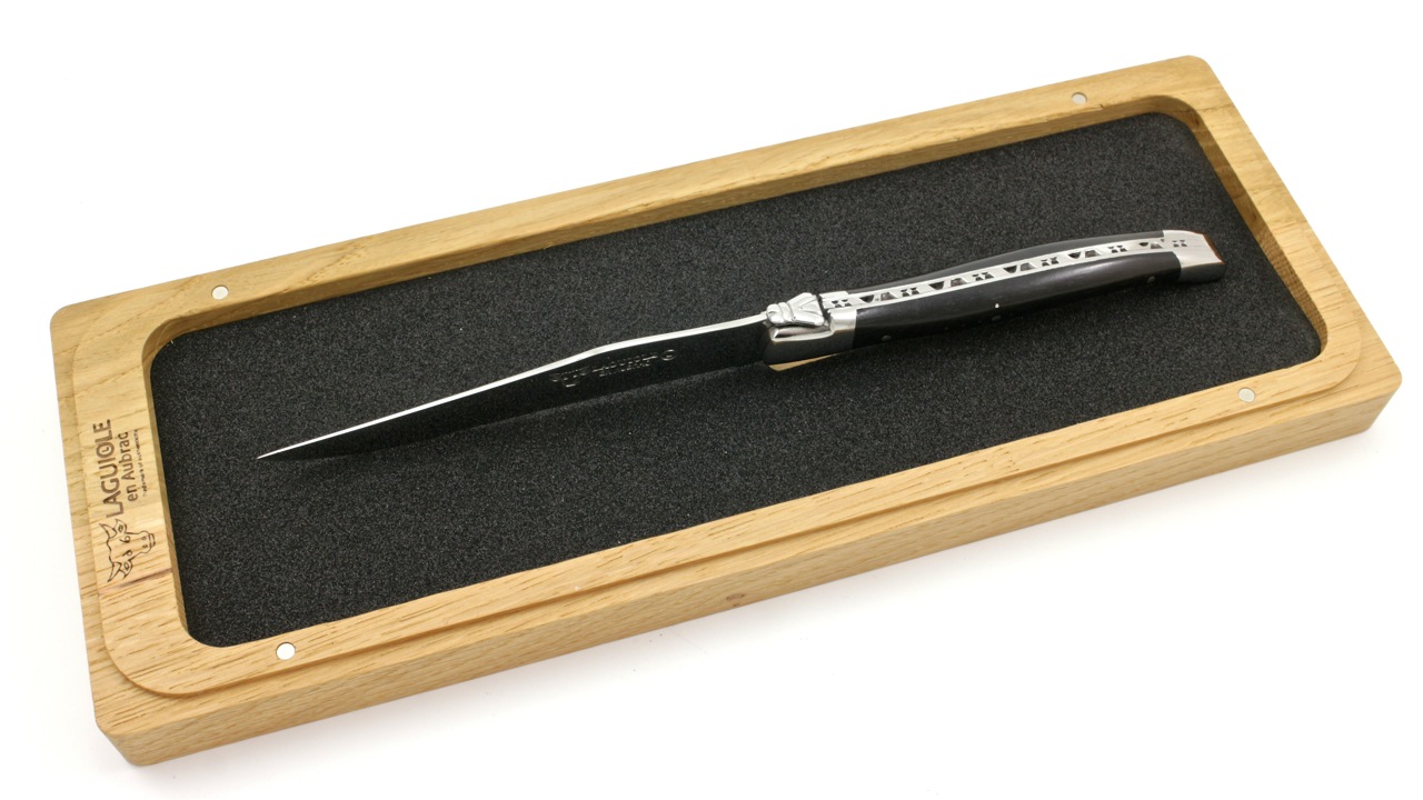 Laguiole en Aubrac Laguiole Steakmesser Ebenholz inklusive Holzbox