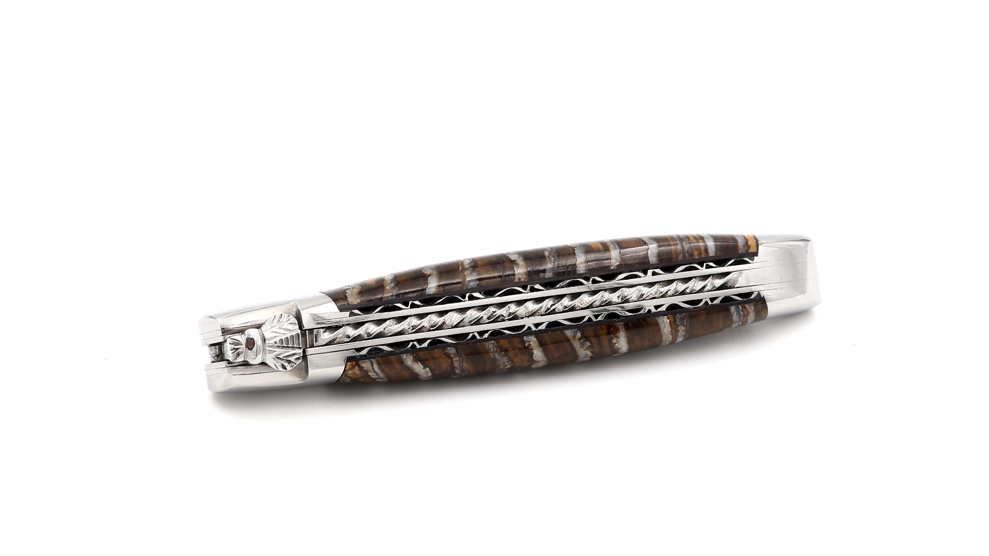 Laguiole en Aubrac Mammutbackenzahn braun Spiralfeder Doppelplatine 12 cm