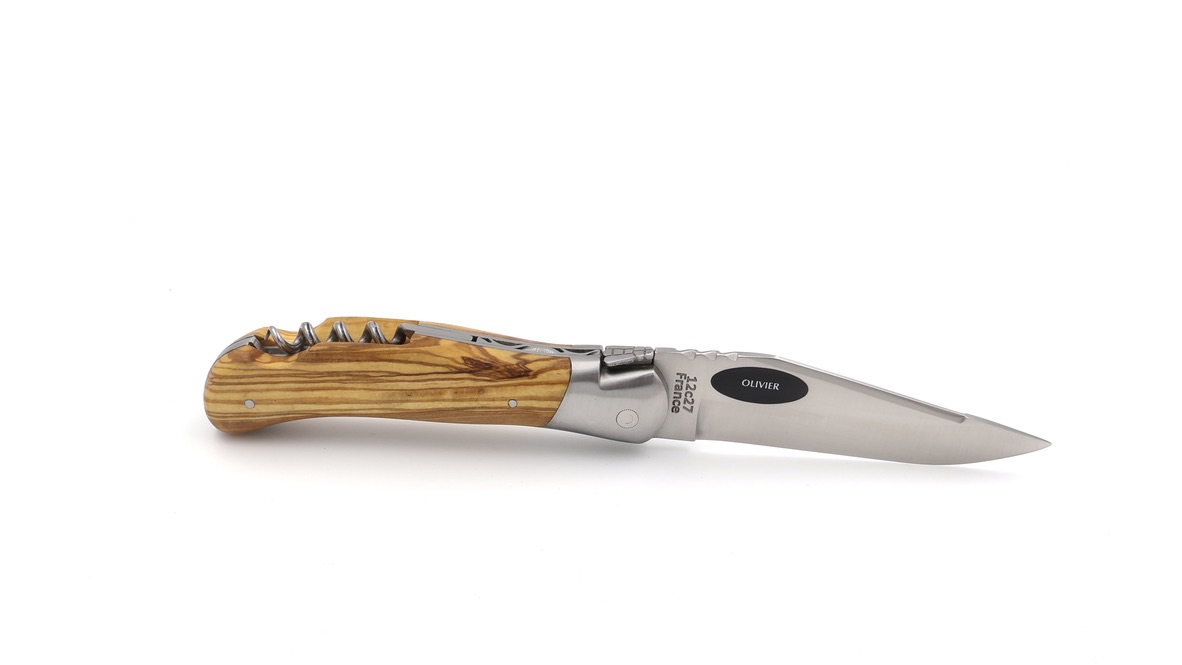 ARBALETE G. David Laguiole hunting knife NATURE with corkscrew Olive wood