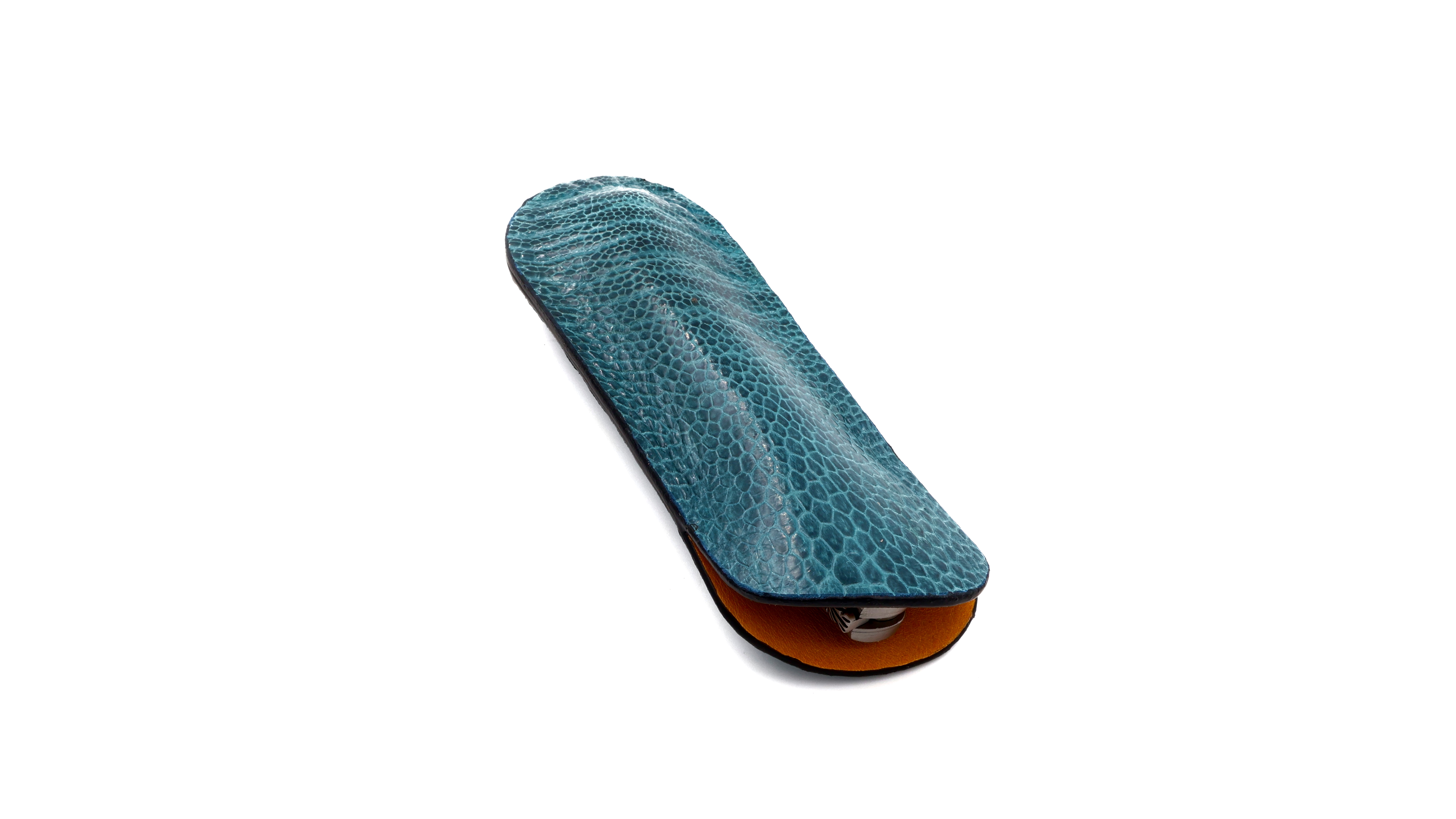 Atelier N°7 Stecketui Straussenbein Leder blau/gürn 14 cm 