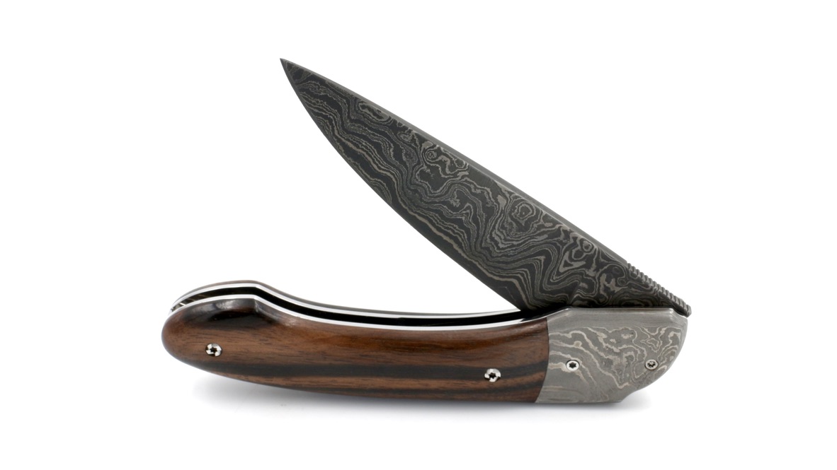 Philippe Soeuvre le Vault de lugny macassar ebony damascus blade damascus bolsters