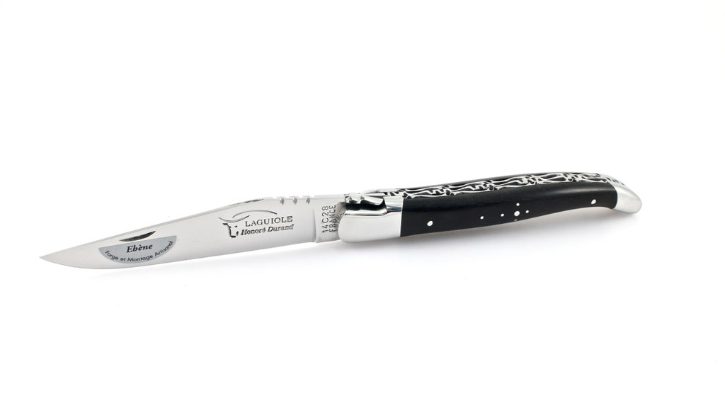 image-5fWTezEgI4kH1v Honoré Durand Laguiole  Doppelplatine Ebenholz poliert 12 cm 14C28 Sandvik