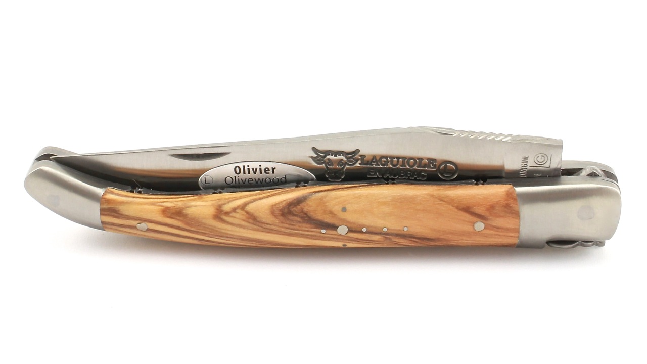 Laguiole en Aubrac doubleplate knife Olive wood 12 cm
