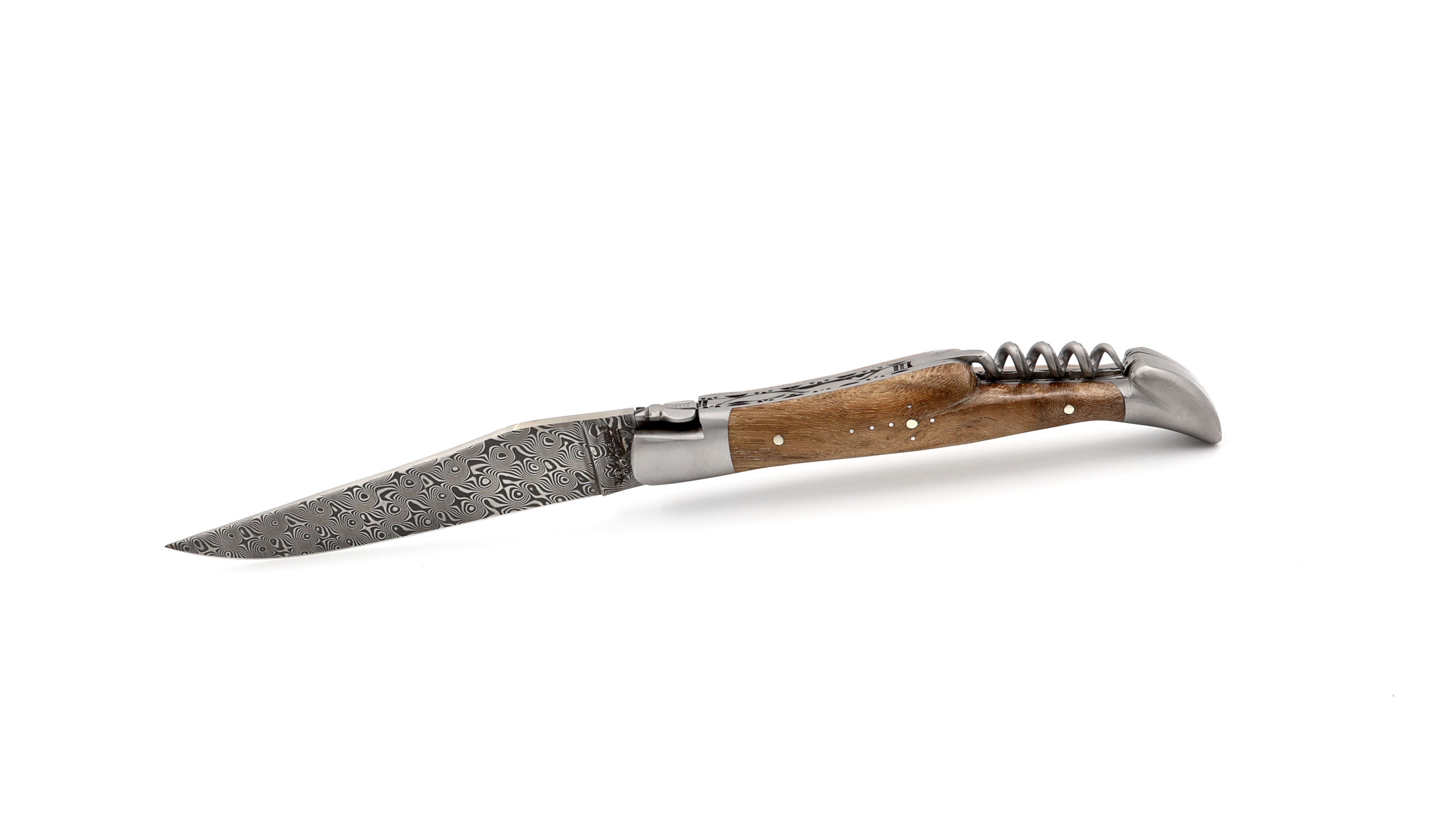 Laguiole en Aubrac Weinstock DSC® Rosendamast mit Korkenzieher Doppelplatine 12 cm 