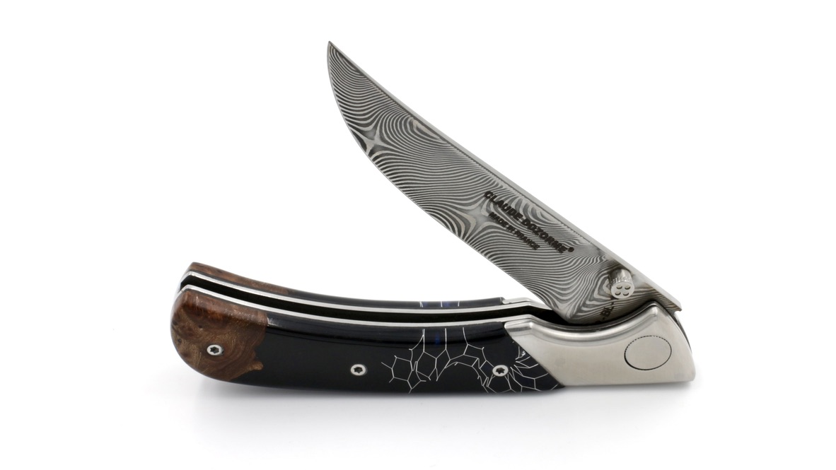 6246981B-B0DB-4C3D-9A66-9442FC80DB37_1_105_c Claude DOZORME EOK hunting knife Nid d'Abeille thuya burl wood