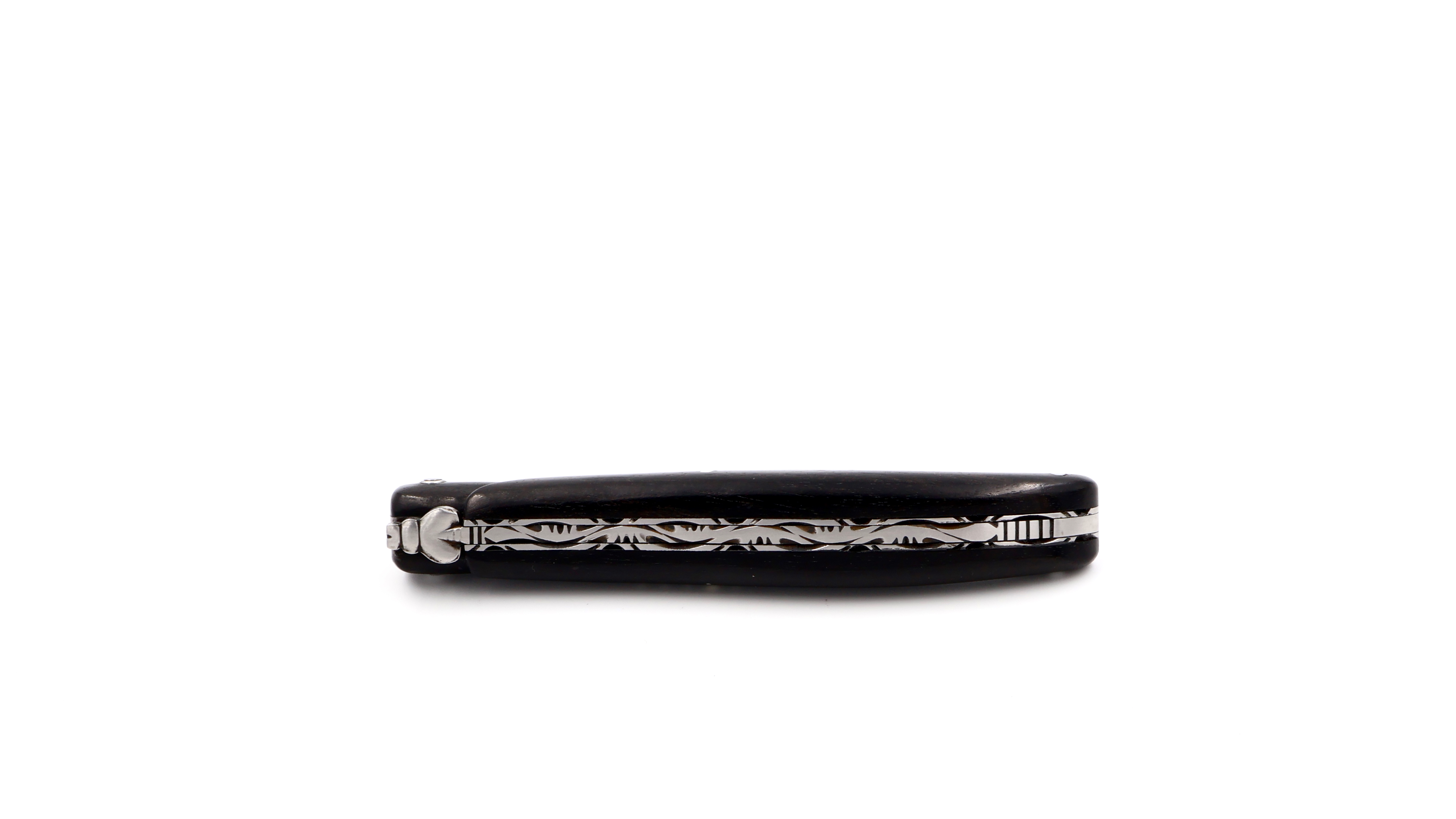 Laguiole en Aubrac Ebenholz guillochiert massiver Griff 12 cm matt