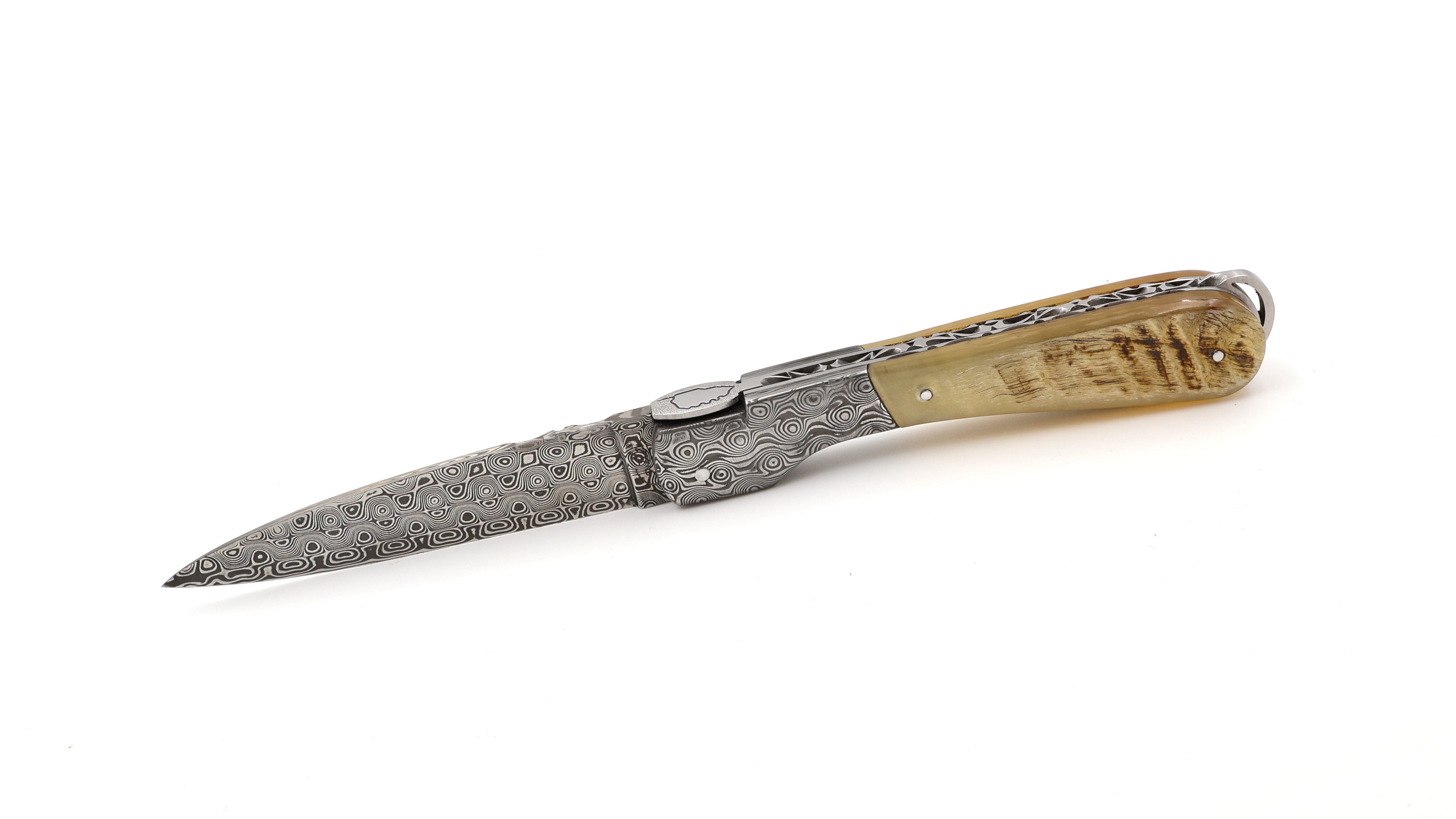 Fontenille Pataud SPERONE guillochiert Damast Widderhorn Damastbacken 12 cm