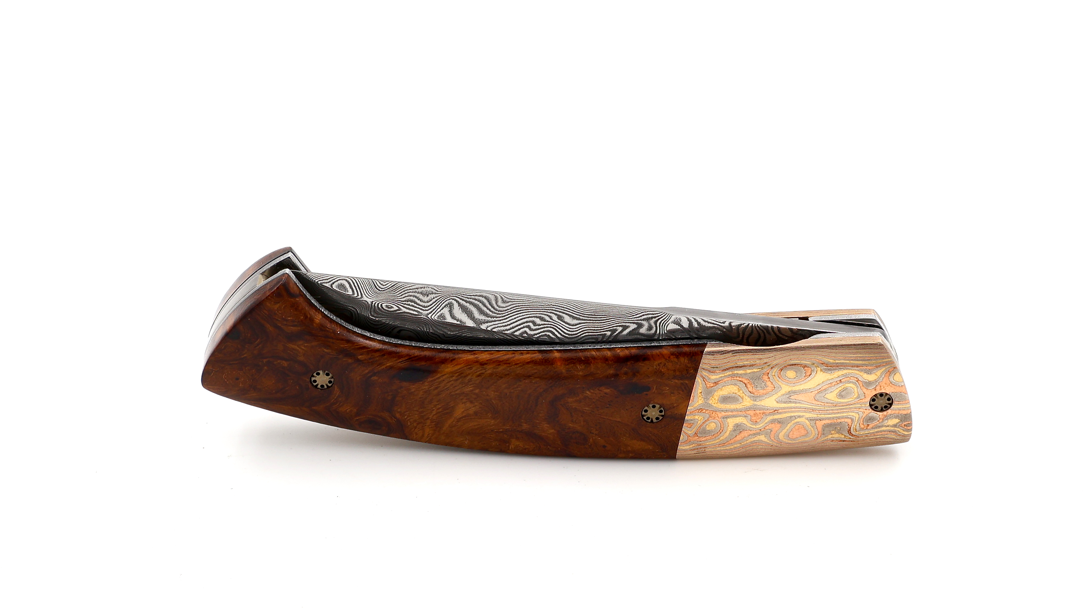 MANU LAPLACE 1515 Drop burl of ironwood mokume damascus Damascus blade