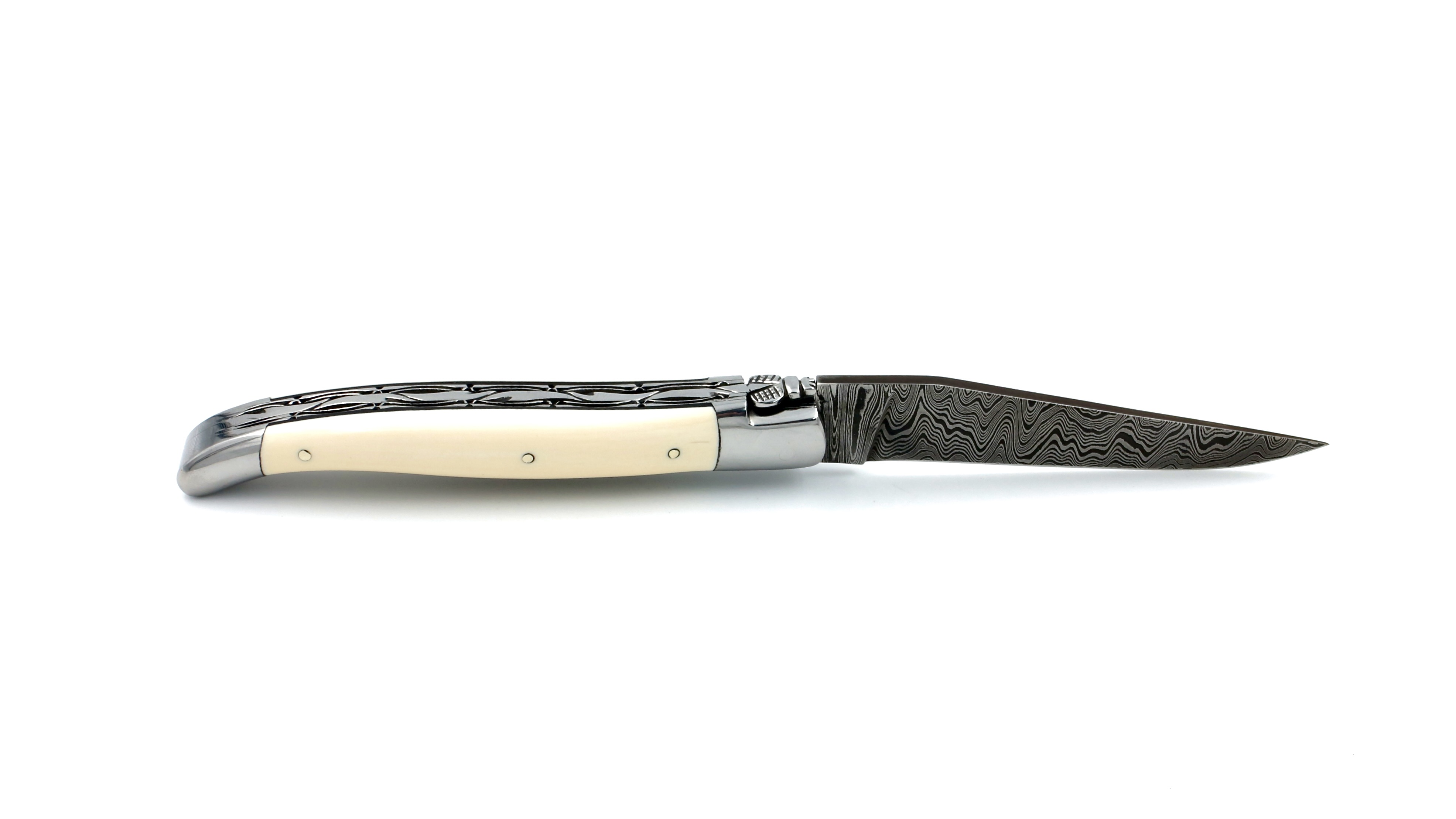 Laguiole en Aubrac Mammutelfenbein Doppelplatine Damastklinge 12 cm  Laguiole en Aubrac Mammutelfenbein Doppelplatine Damastklinge 12 cm