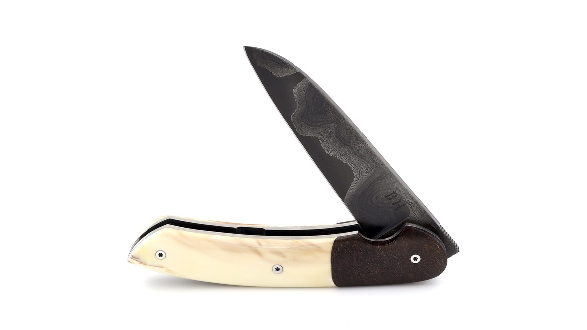 Benjamin Hée Liner Lock Taschenmesser Wüstenwarzenschwein Damast 12 cm