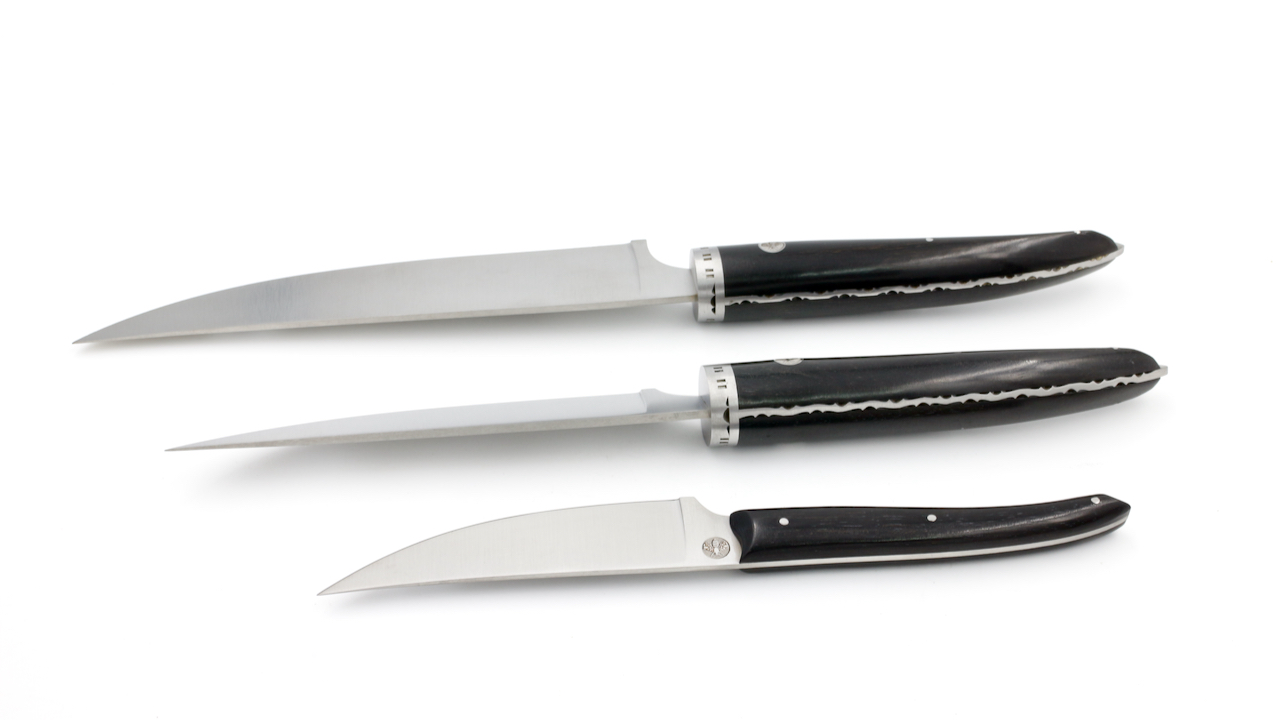 Laguiole en Aubrac Gourmet Kochmesser Set 3-teilig Ebenholz