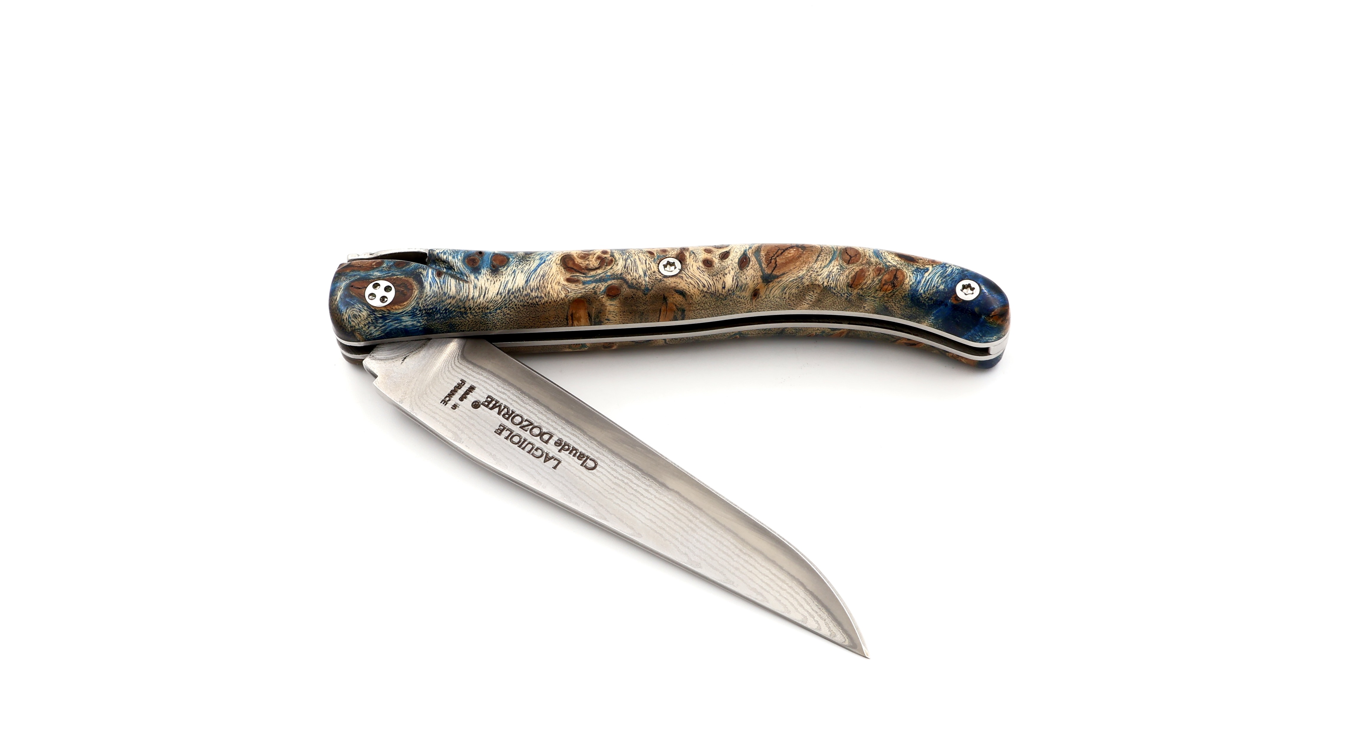 Claude DOZORME Laguiole Messer L'Atelier Ahornwurzel 12 cm VG10 Damastklinge  