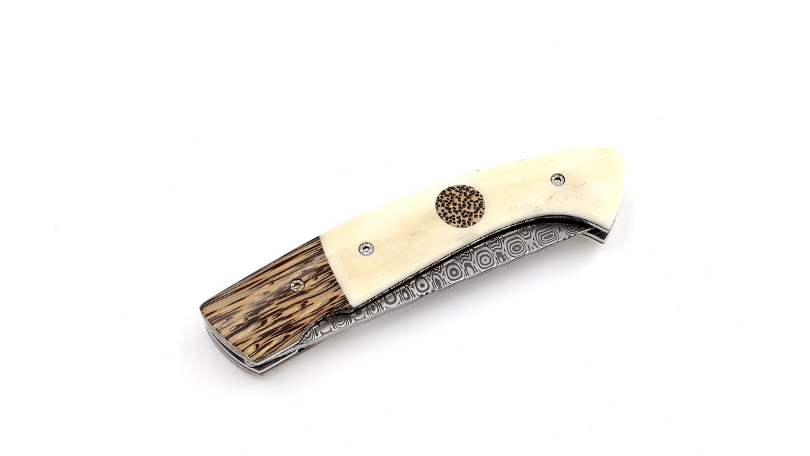 MANU LAPLACE 1515 ZULU palmwood and buffalo bone damascus