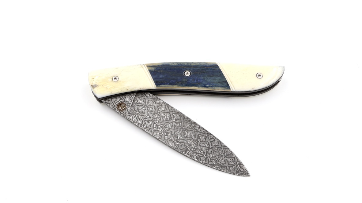 Atelier NÉVÉ Tim Bernard buffalo bone and mammothivory with mosaik damascus blade 