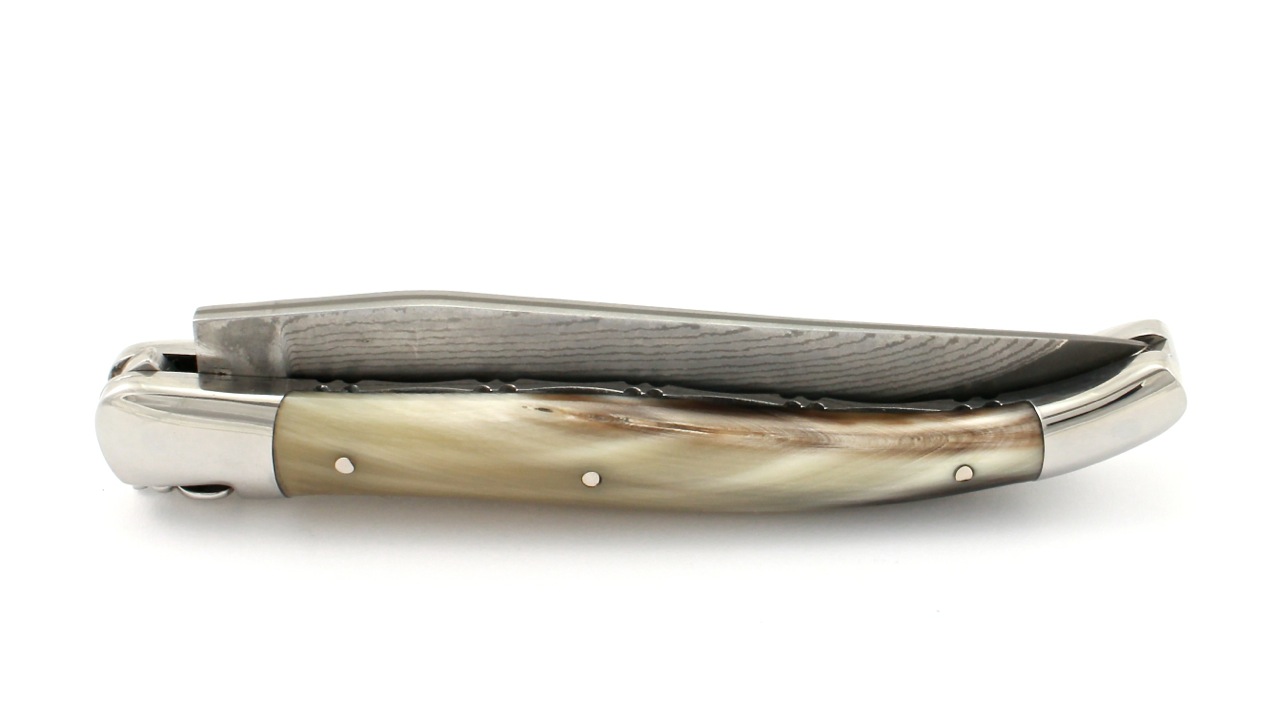 Laguiole-Jap-Damast-Hornspitze-DP-3 Laguiole en Aubrac jap. Damastklinge Hornspitze Doppelplatine 12 cm