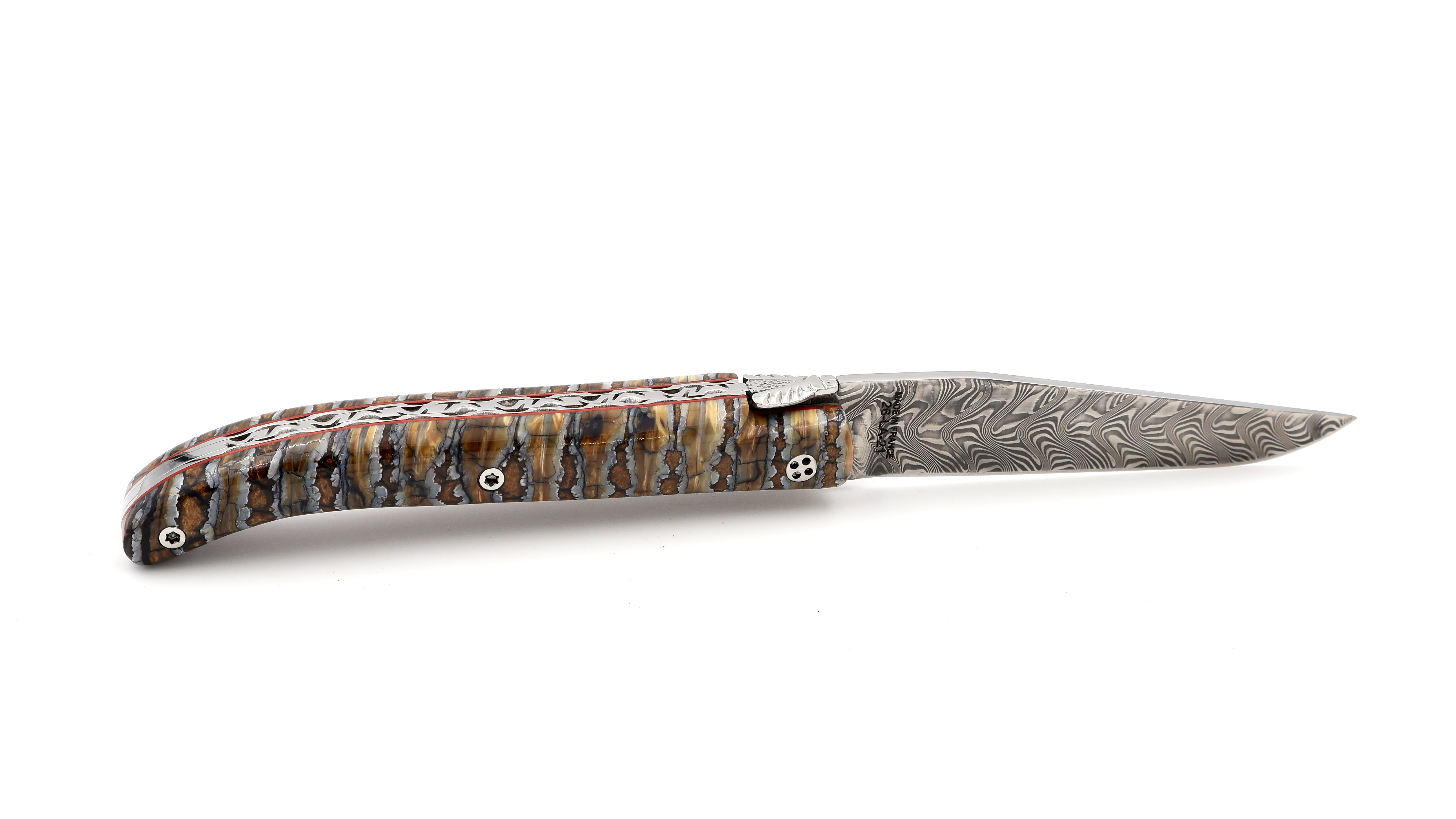 Claude DOZORME Laguiole Messer L'ATELIER Mammut-Backenzahn braun 12 cm Damastklinge