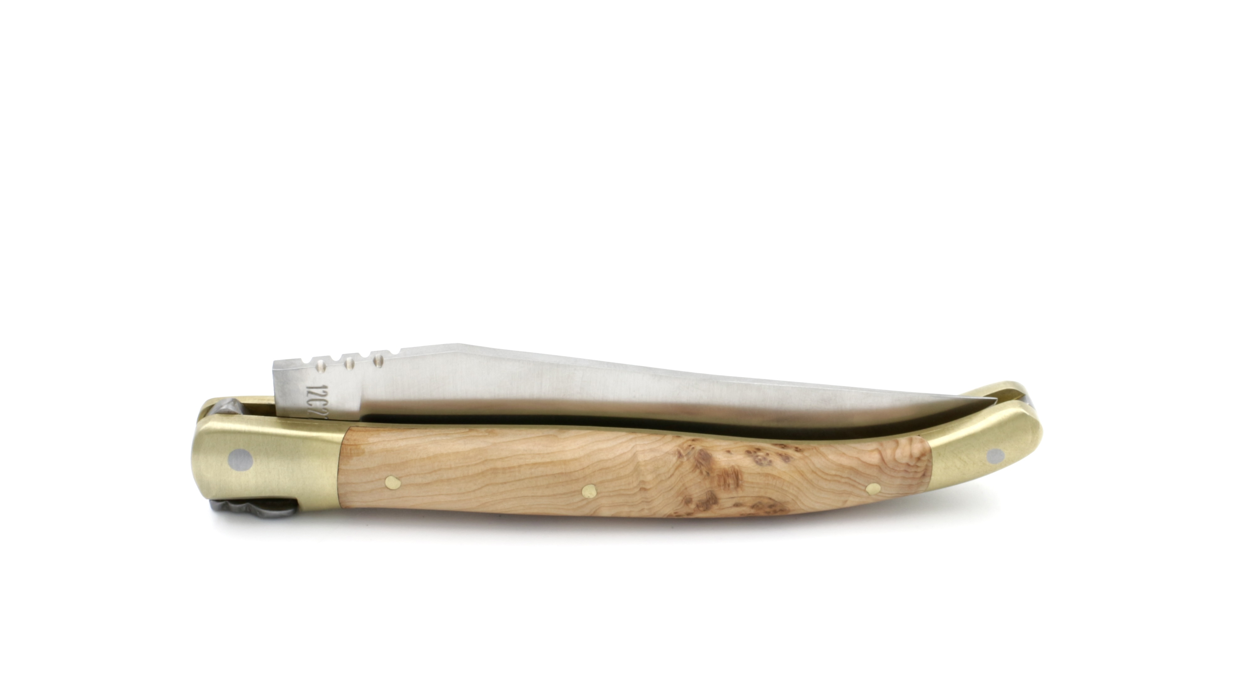 Laguiole en Aubrac Wacholder Messingbacken matt 12 cm