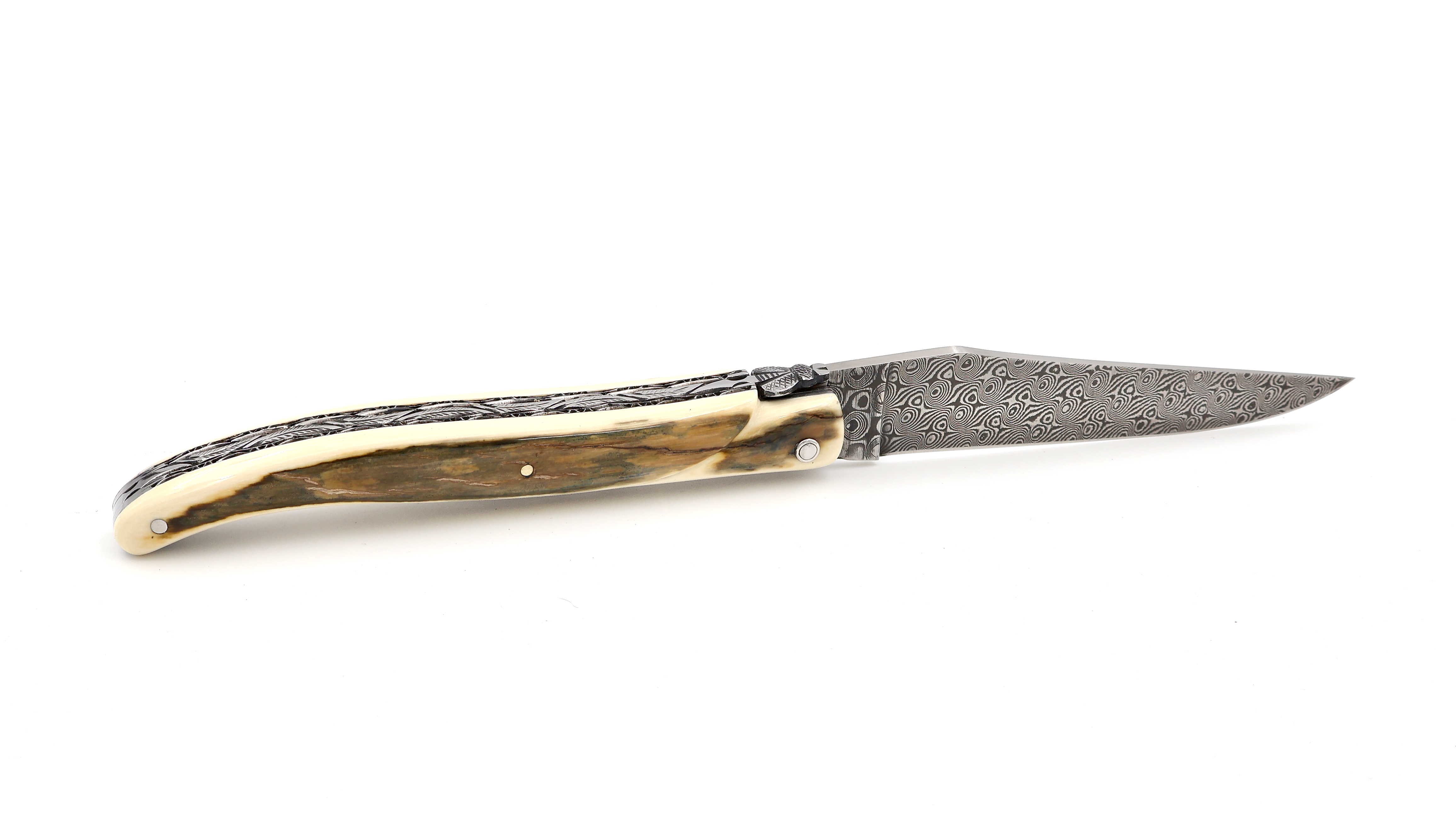 Laguiole en Aubrac DSC® Rosendamast Mammutelfenbeinkruste massiv Doppelplatine 12 cm