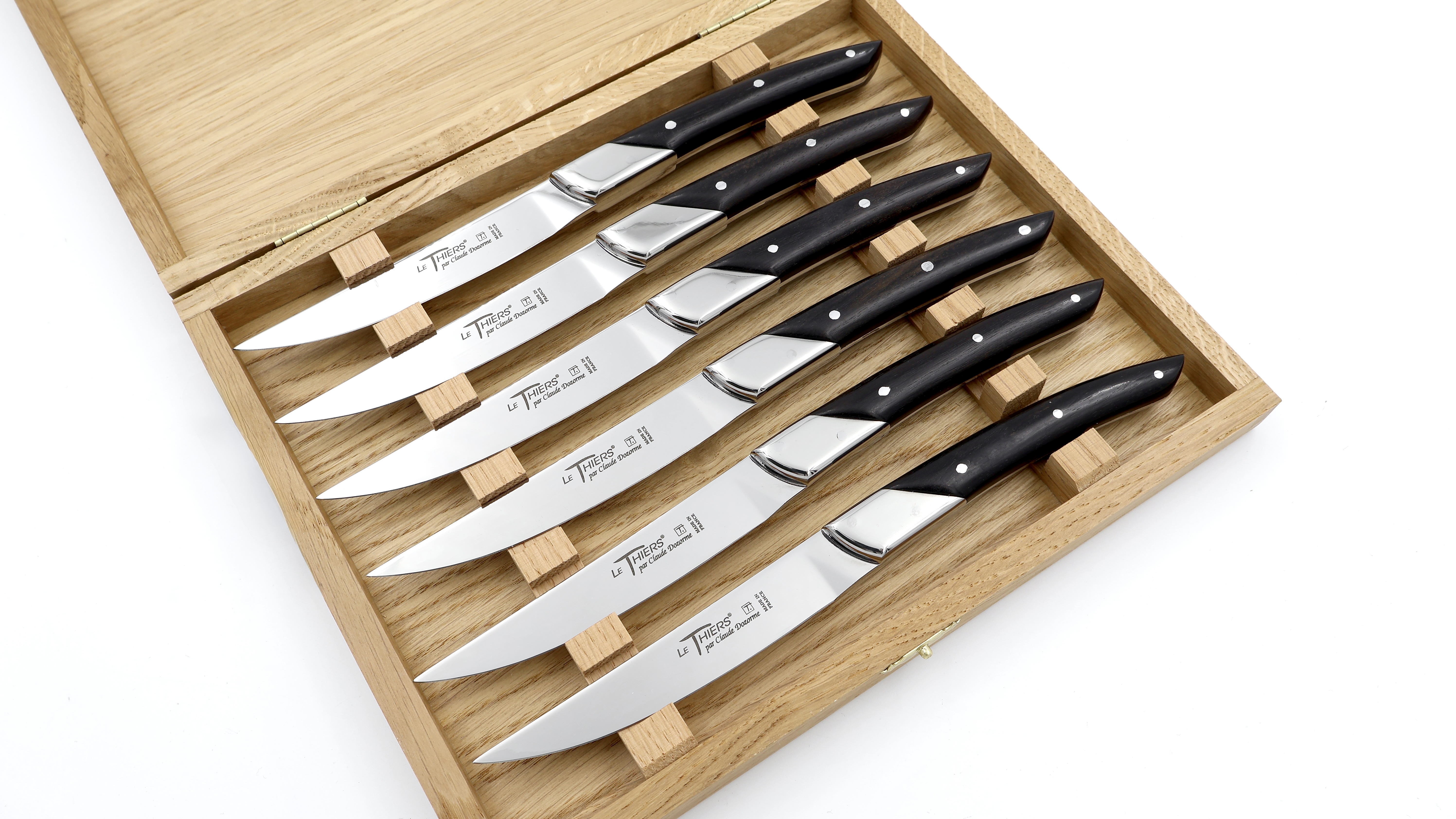 Claude DOZORME Thiers Steakmesser Set ART DECO Ebenholz 6-teilig