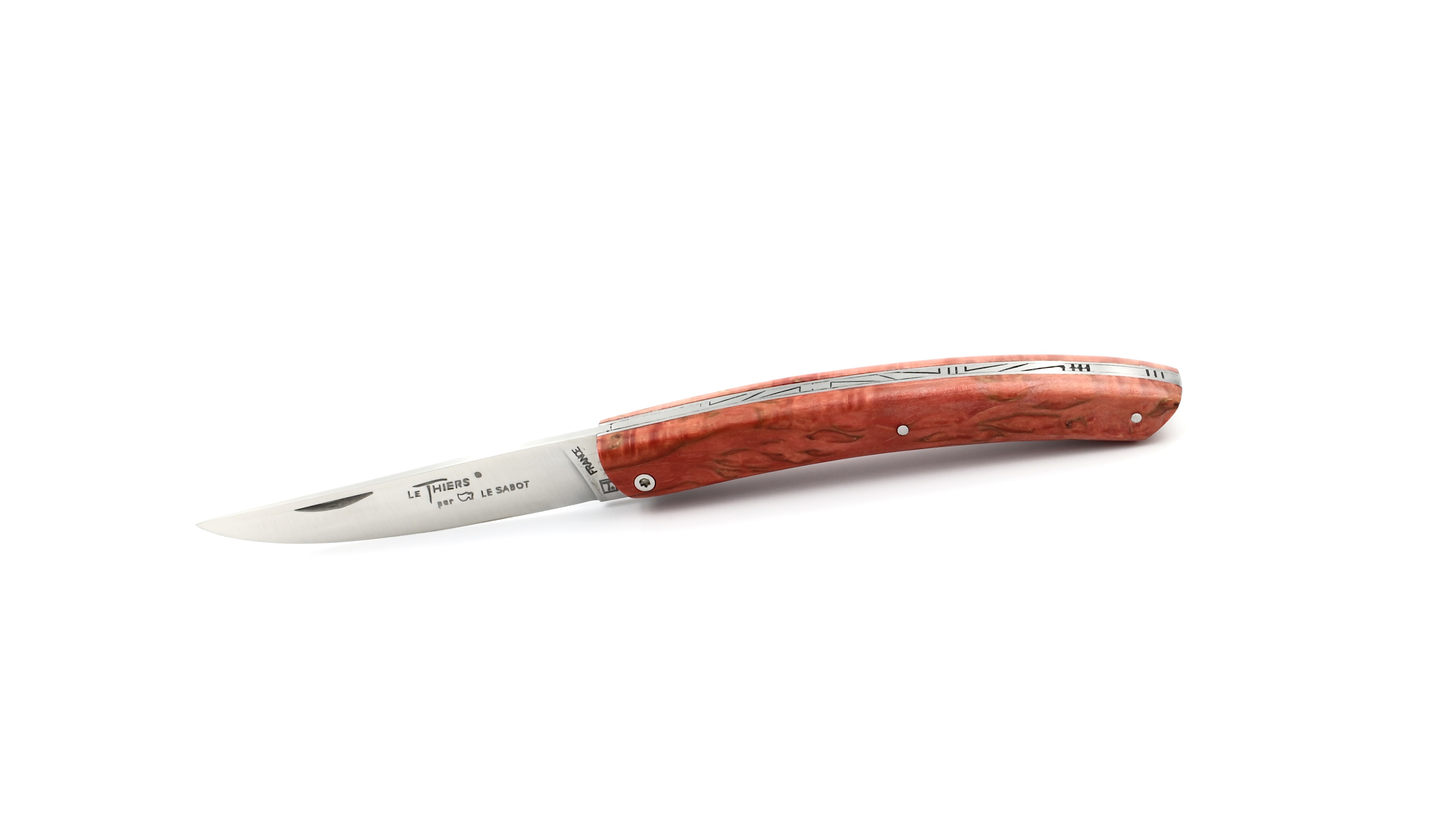 AU SABOT Le Thiers Messer 12 cm Maserbirke rot