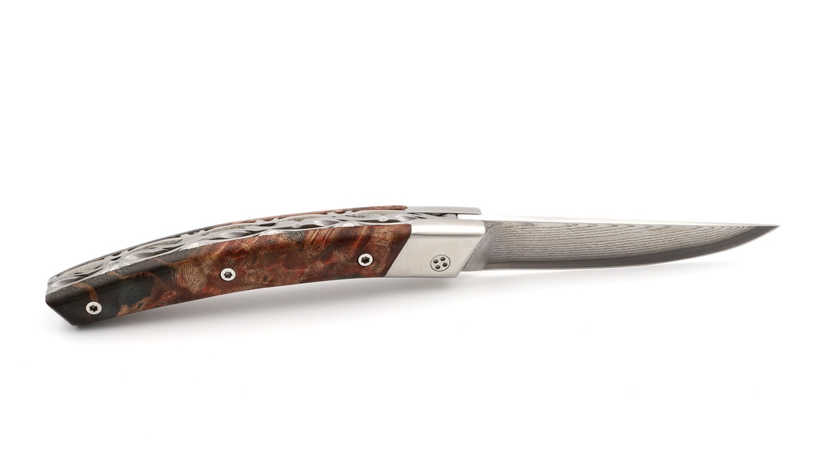 Claude DOZORME Thiers RLT maple burl VG10 damascus blade