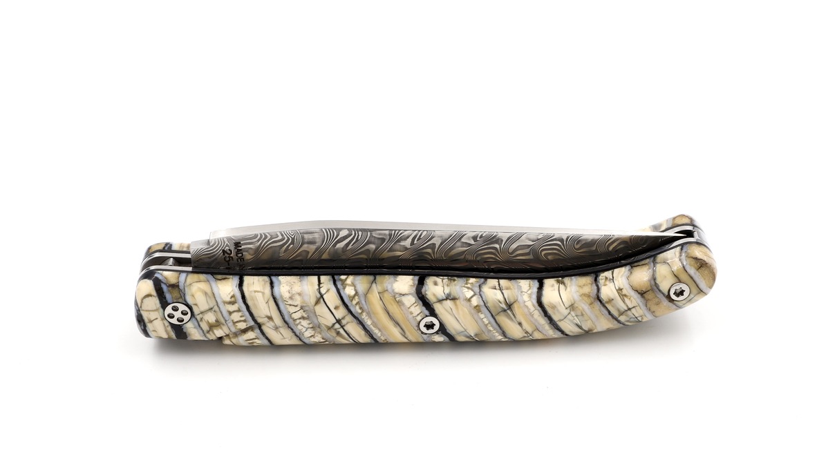 Claude DOZORME Laguiole Messer L'ATELIER Mammut-Backenzahn natur 12 cm Damastklinge     Claude DOZORME Laguiole Messer L'ATELIER Mammut-Backenzahn natur 12 cm Damastklinge