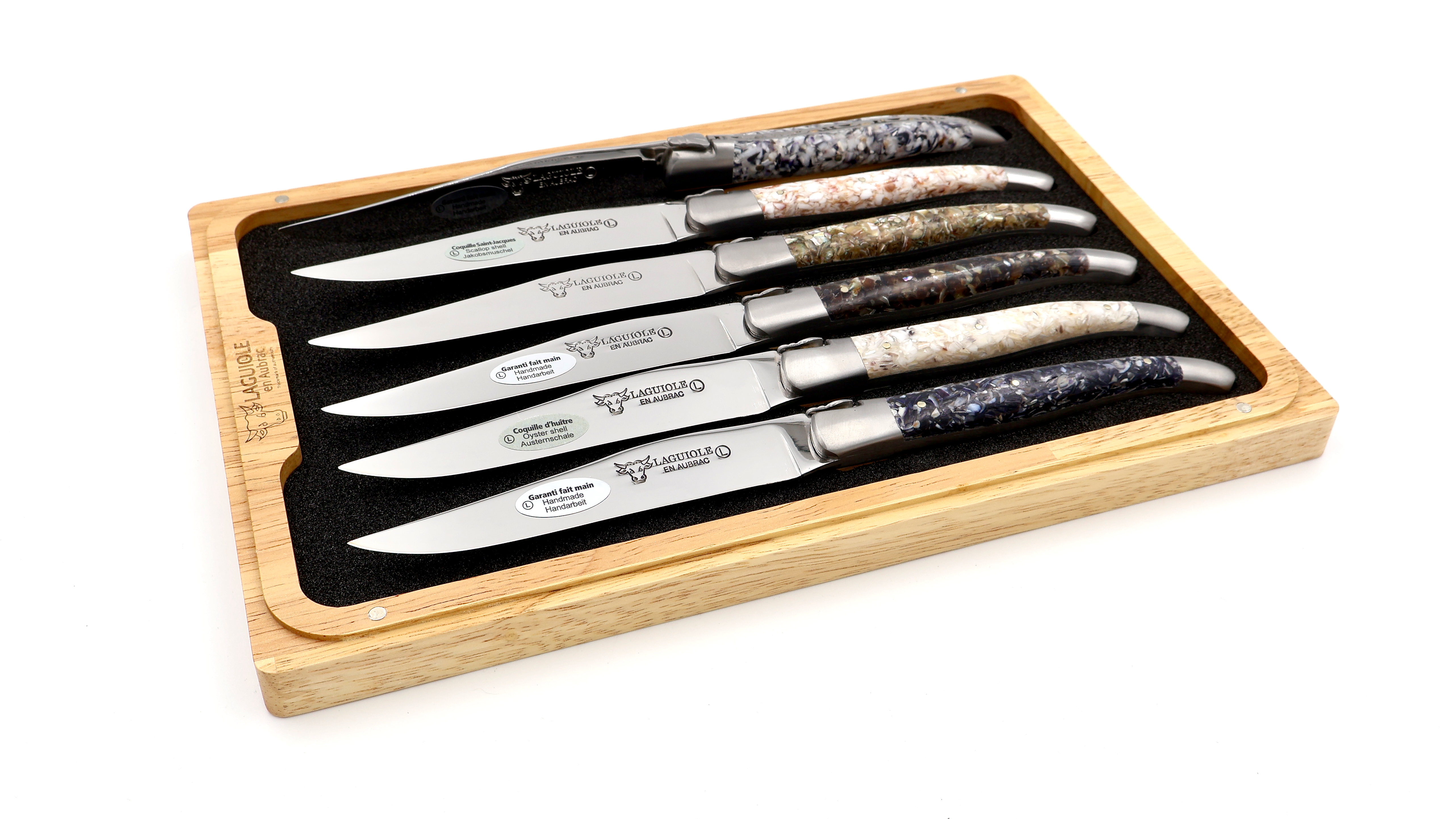 Laguiole en Aubrac Muschel Mix Laguiole Steakmesser Set 6-teilig