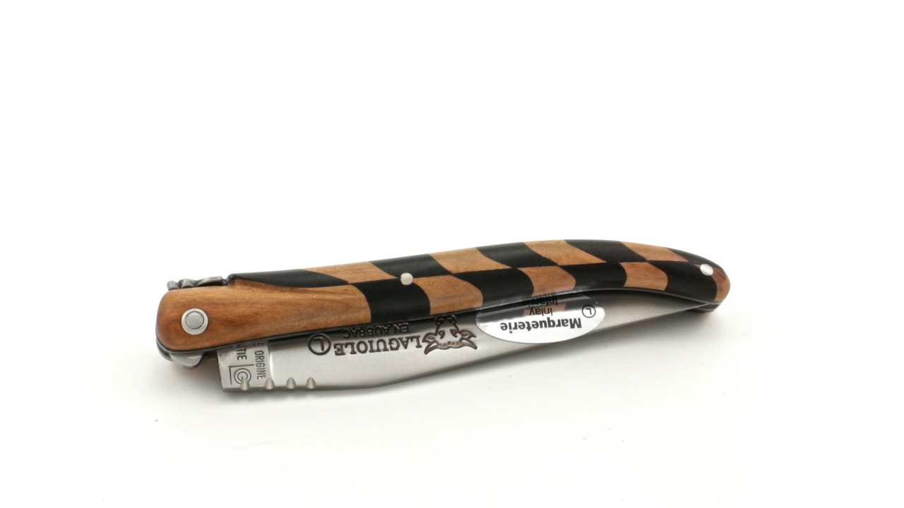 L0510A8IFSB1-5 Laguiole en Aubrac Marquetterie Ebenholz/Rosenholz  massiv 10 cm