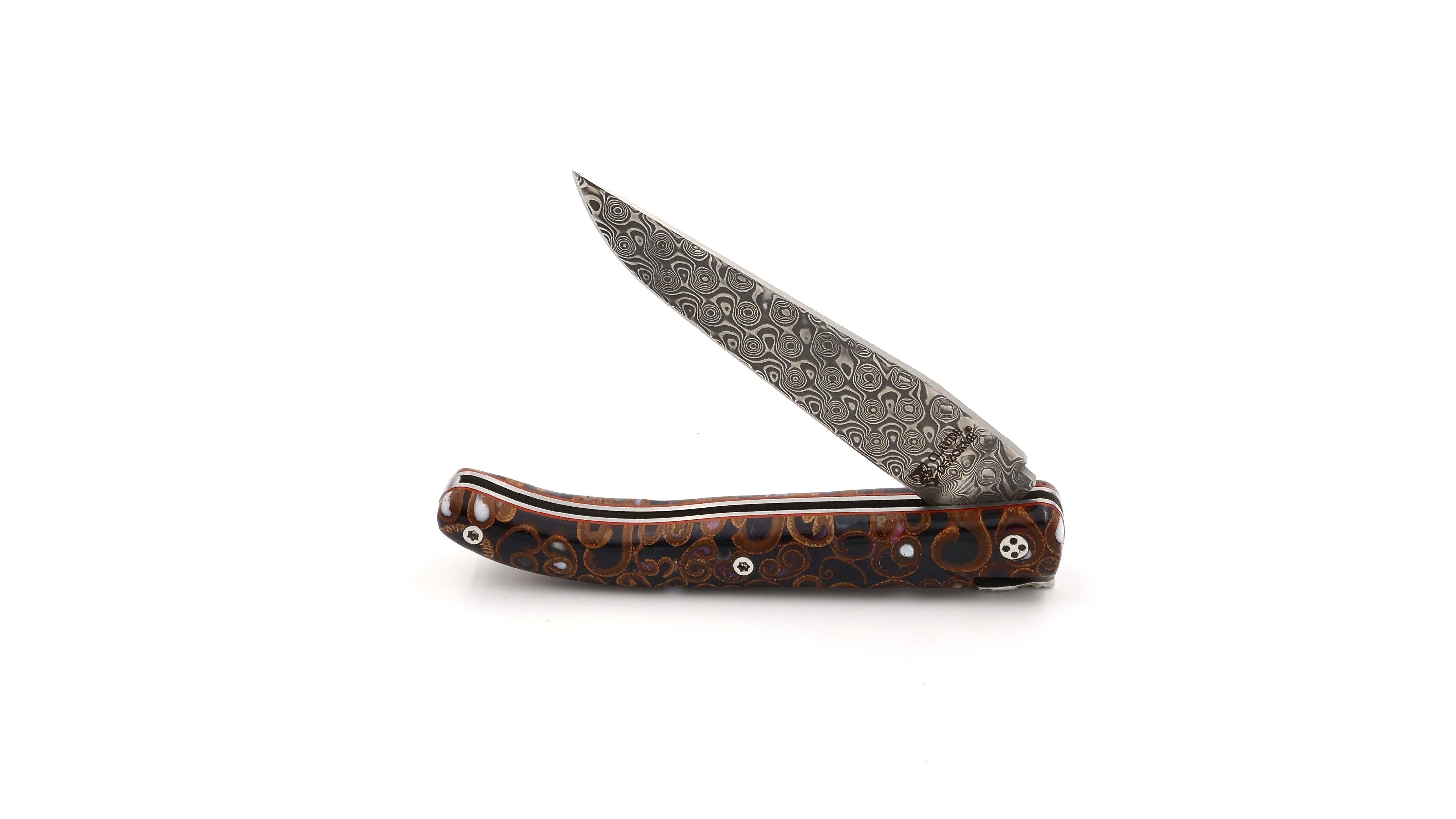 Claude DOZORME Laguiole Canella brown 12 cm damascus Claude DOZORME Laguiole Canella brown 12 cm damascus