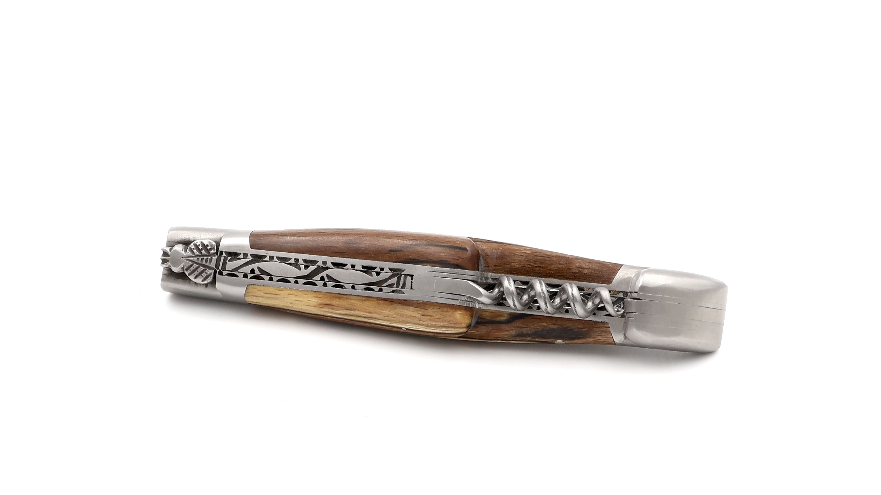 Laguiole en Aubrac Aubrac Holz mit Korkenzieher Doppelplatine 12 cm 