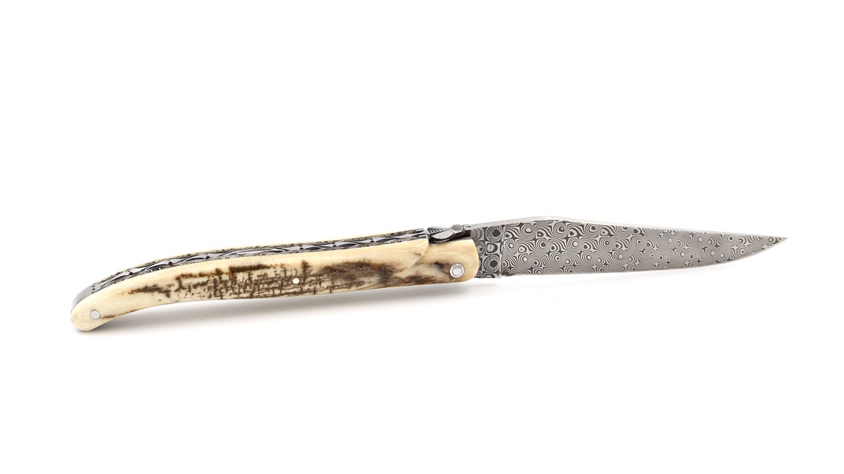 Laguiole en Aubrac  DSC®  Rosendamast Mammutelfenbeinkruste massiv Doppelplatine 12 cm