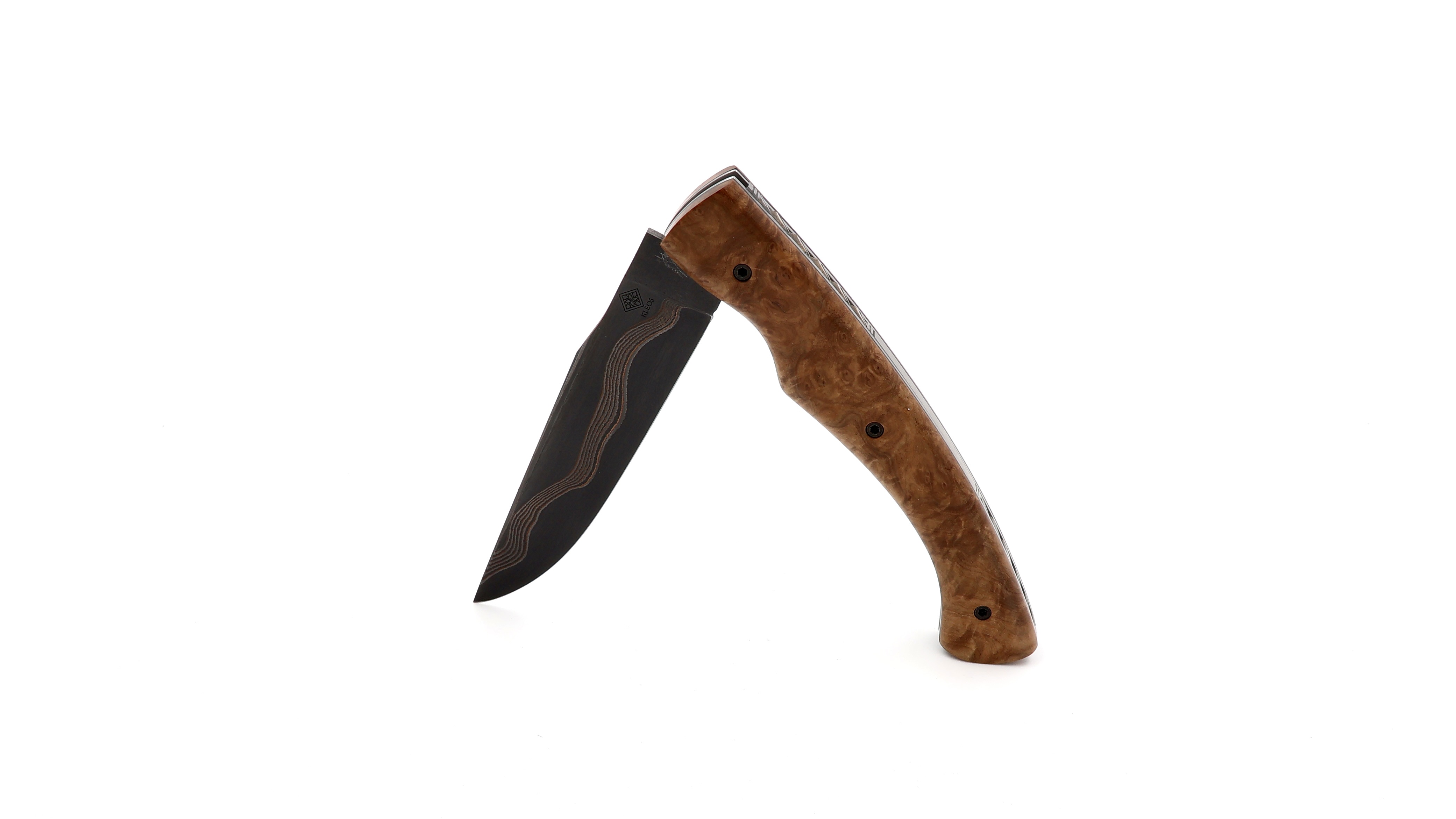 KLEOS Taschenmesser LYKOS braunes Malee Wurzelholz DarkMai Coppermascus