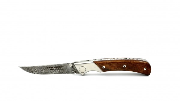Claude DOZORME EOK hunting knife burl of iron wood damascusblade