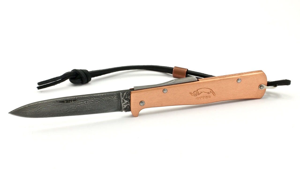 OTTER MERCATOR knife copper scales damascus blade