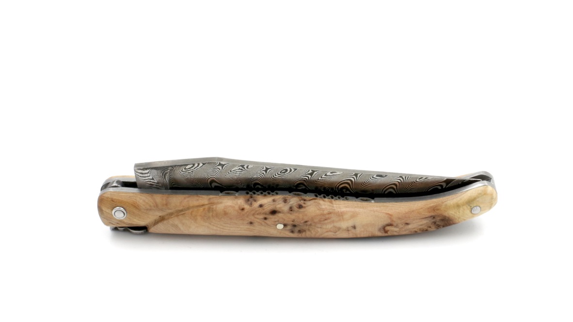 Laguiole Knife Double Plate Chiseled Juniper wood handle